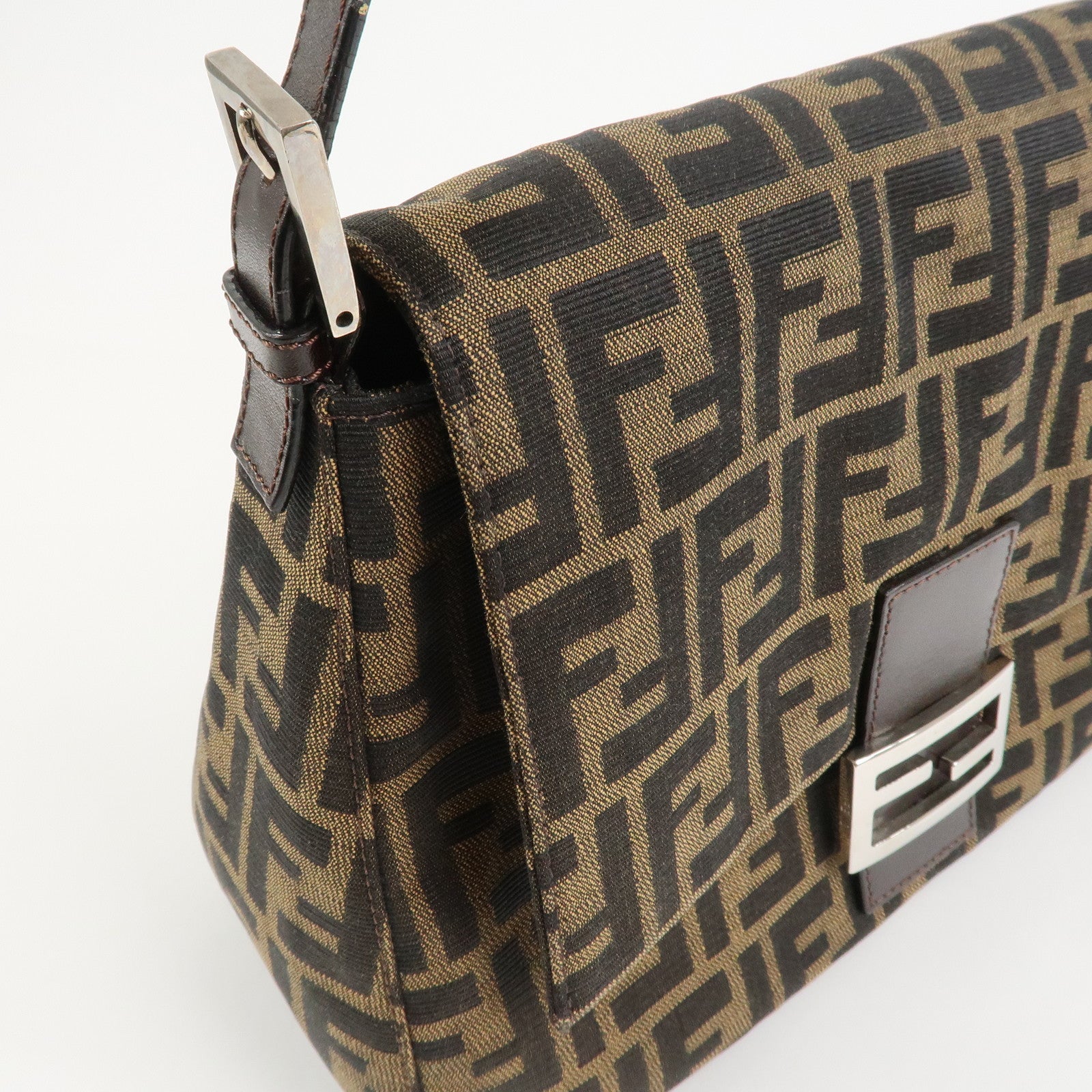 FENDI Mamma Zucca Baguette Canvas Leather Shoulder Bag  26325