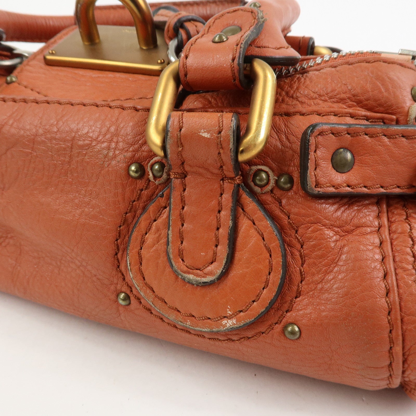 Chloe Paddington Leather Hand Bag Shoulder Bag Orange