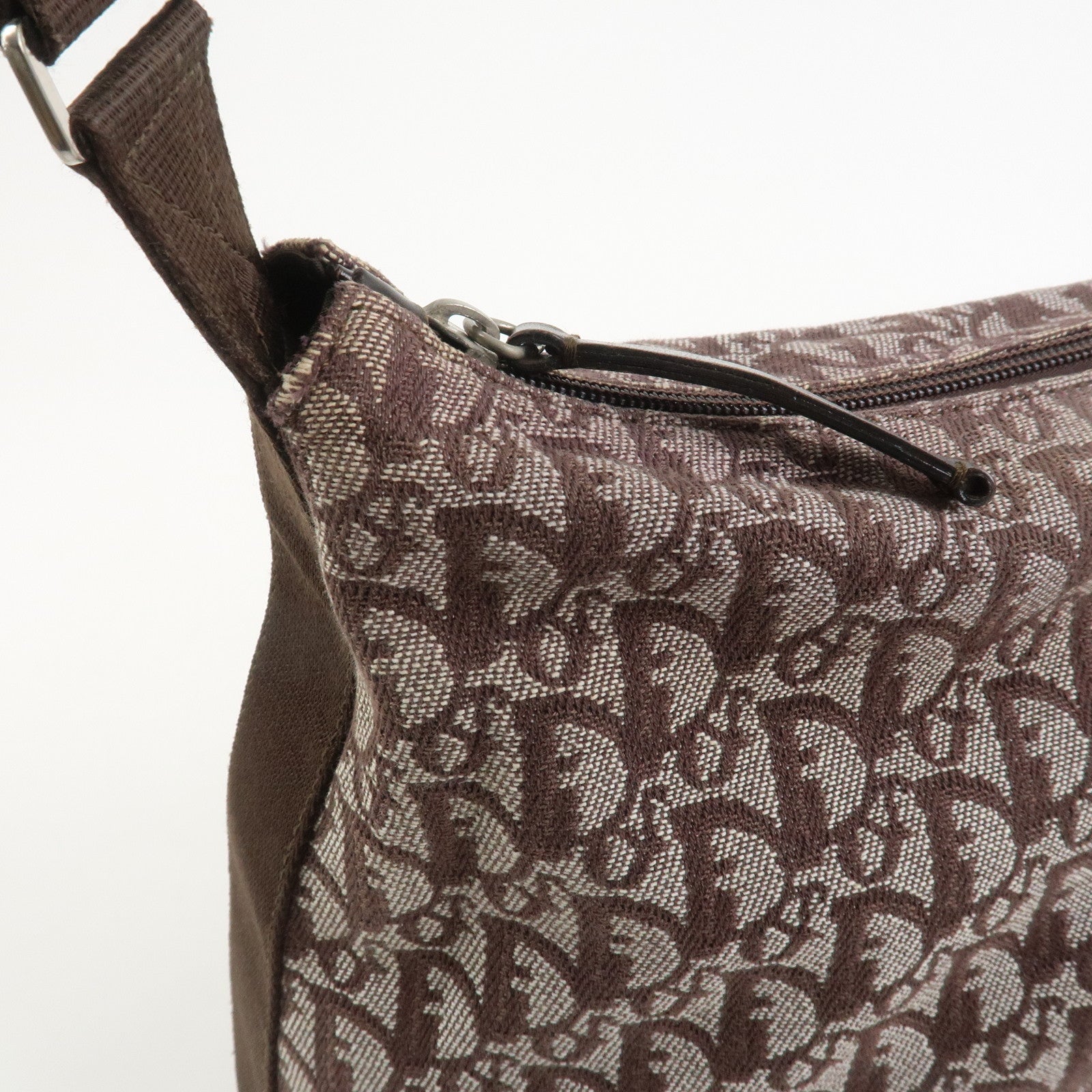 Christian Dior Trotter Jacguard Canvas Shoulder Crossbody Bag Brown