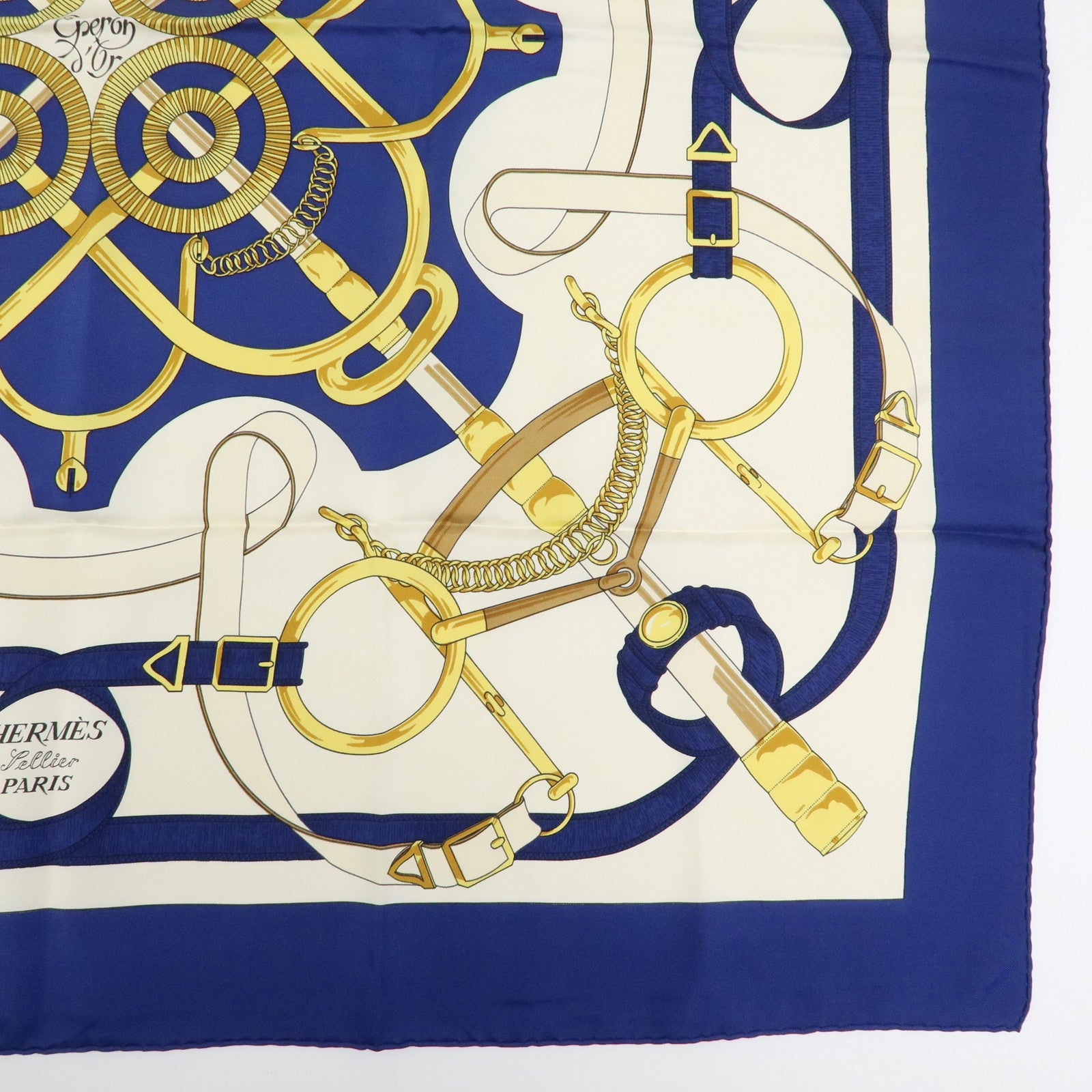 HERMES Carre 90 Set of 2 Silk 100% Scarf Light Pink Navy White