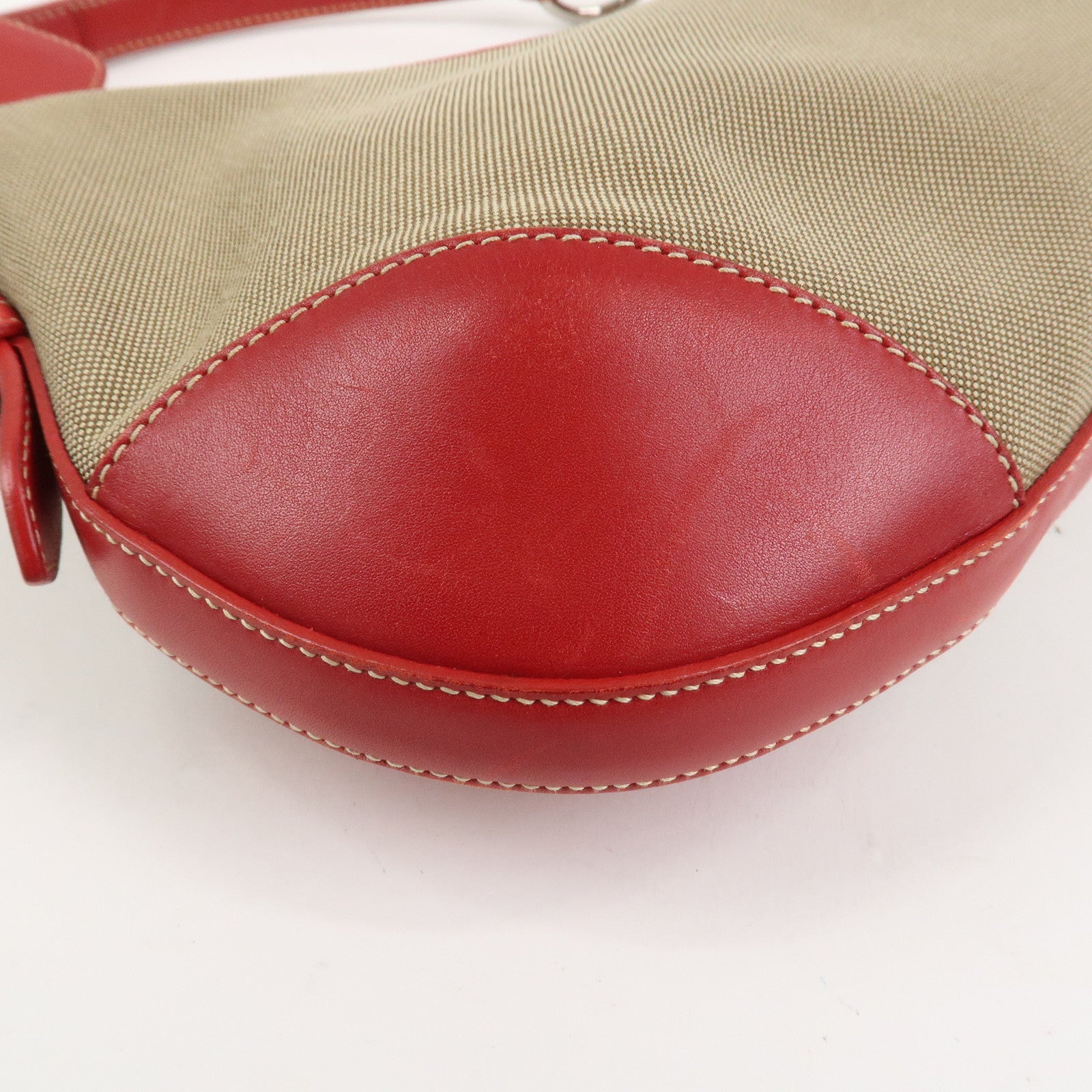 PRADA Logo Jacguard Leather Shoulder Bag Light Brown Red BR3429