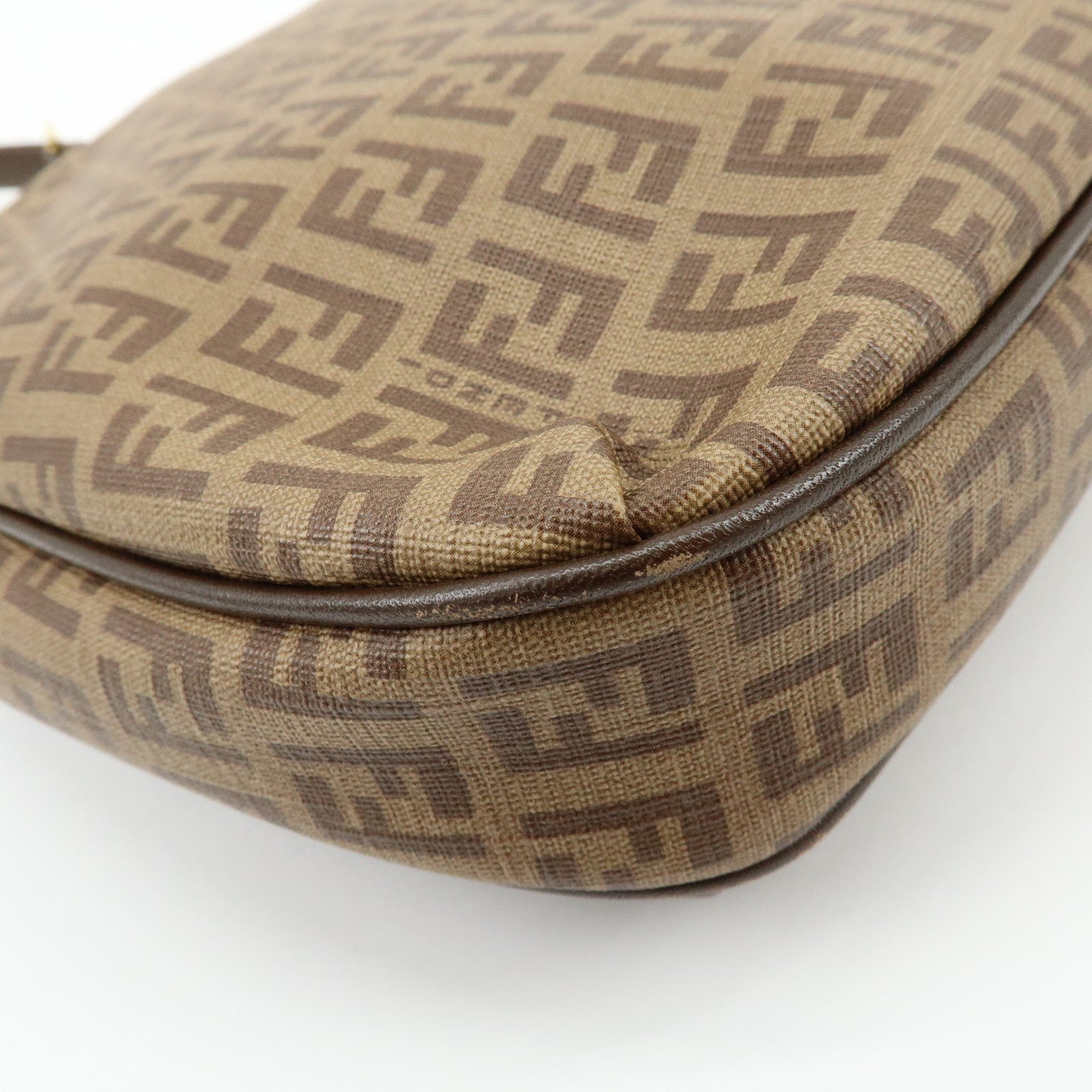 FENDI Zucchino PVC Leather Shoulder Bag Crossbody Bag Brown 8BT206