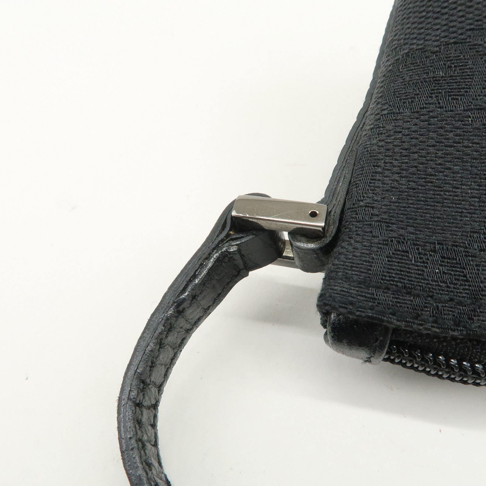 GUCCI  Boat Bag GG Monogram Canvas Leather Hand Bag Black 07198