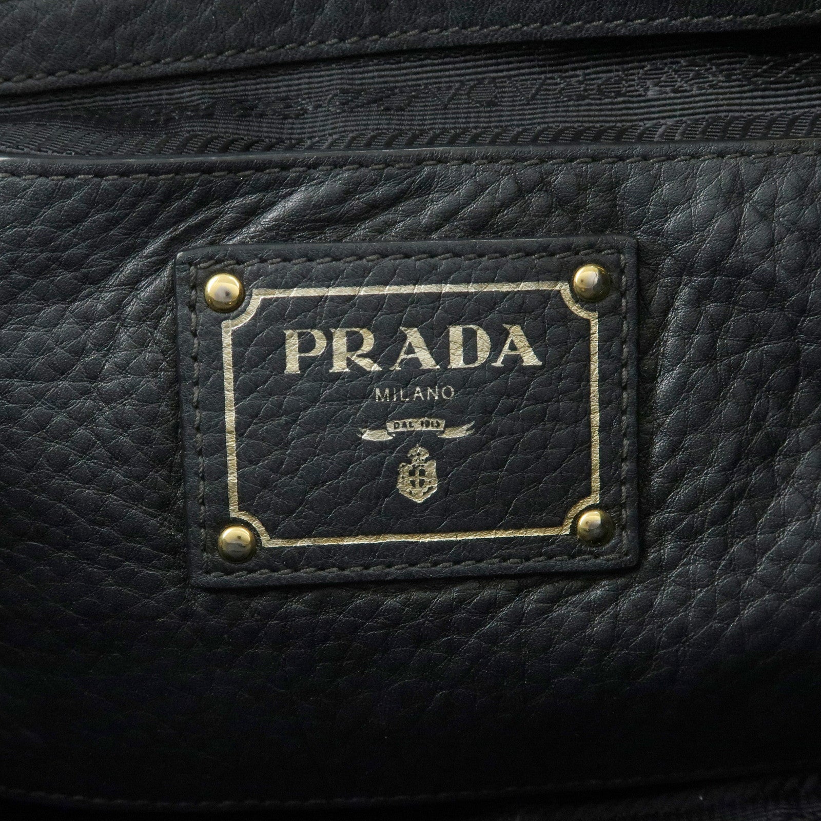 PRADA Triangle Logo Calf Leather 2Way Hand Bag Shoulder Bag Black