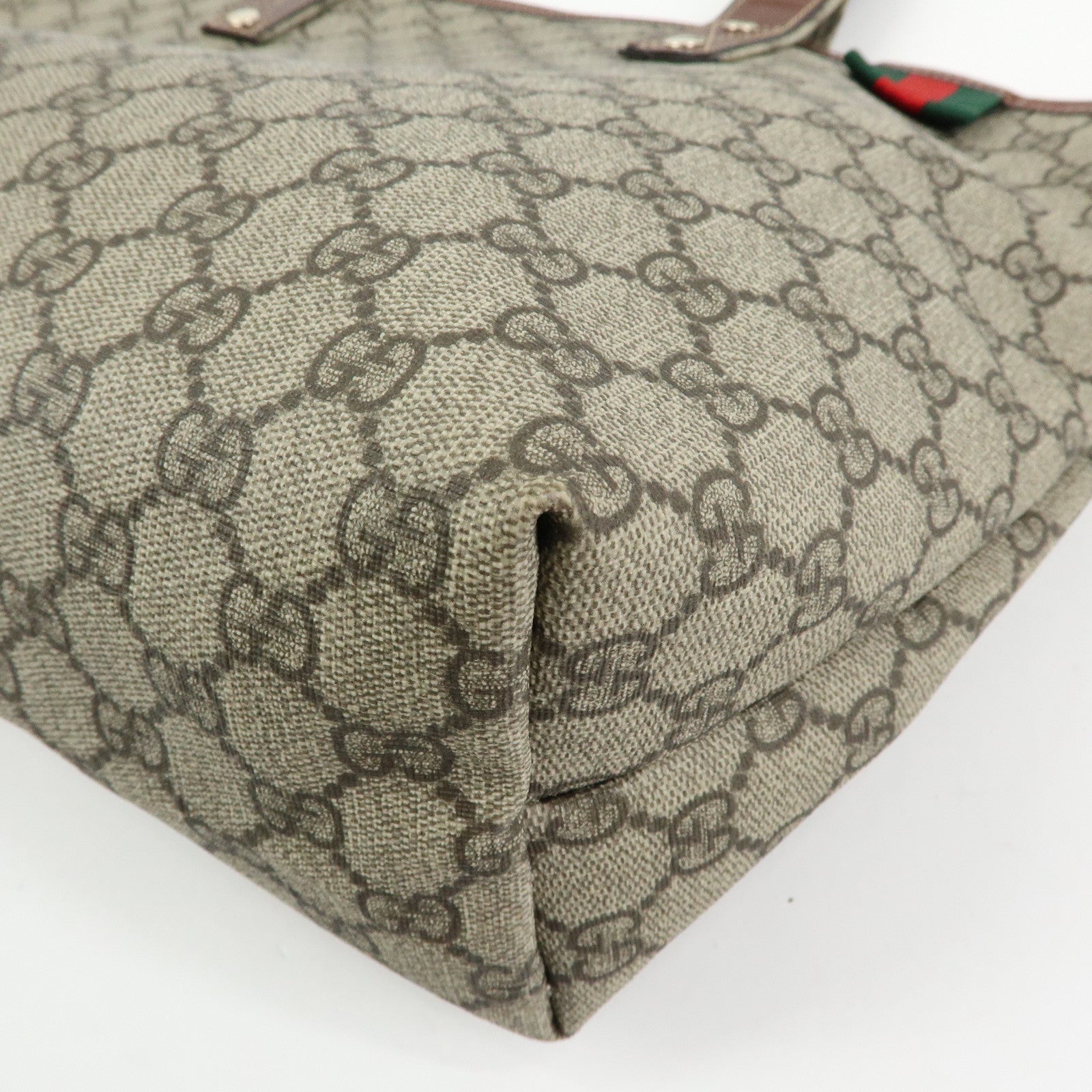 GUCCI GG Supreme Leather Sherry Tote Bag Beige Brown 211134