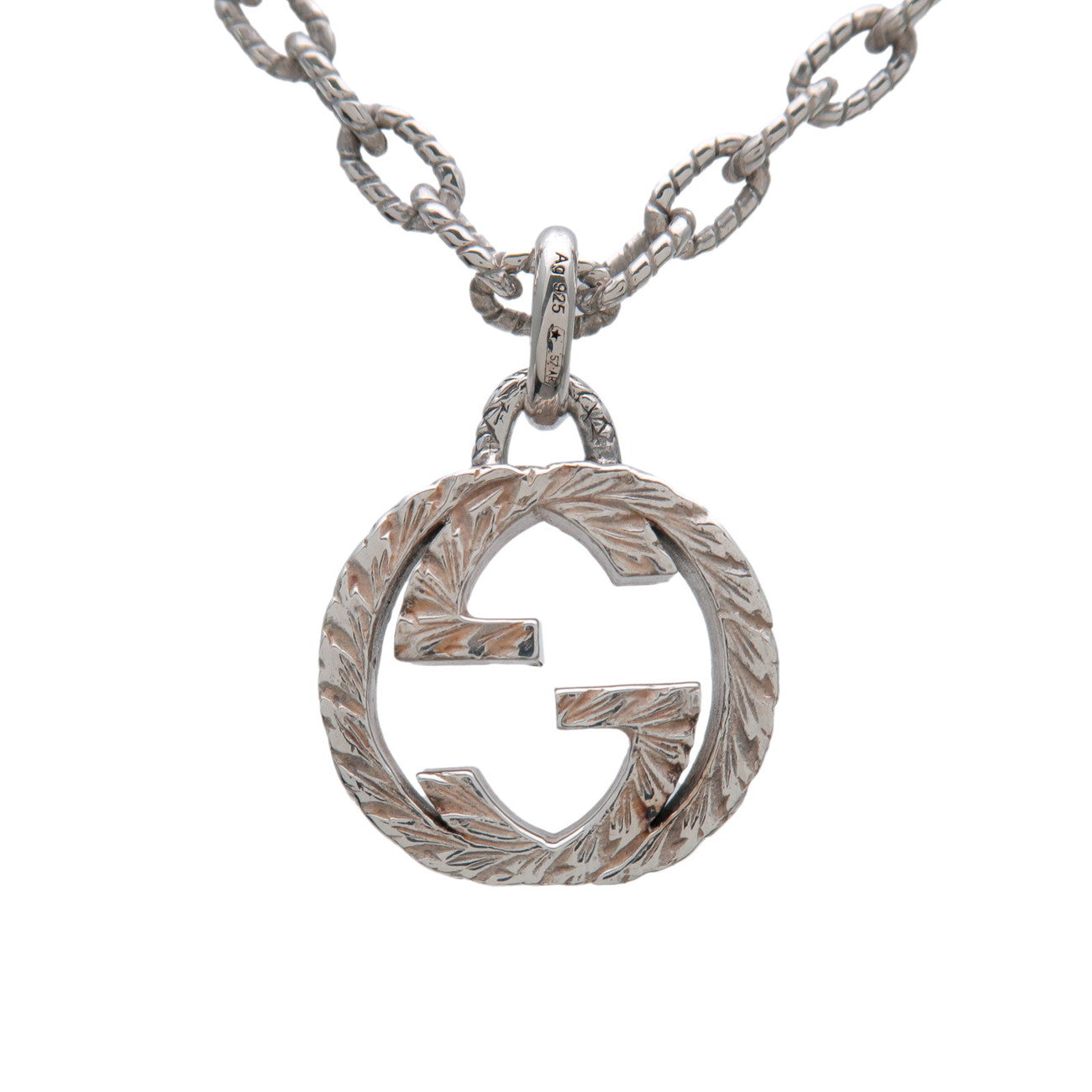 GUCCI Interlocking G Arabesque Chain Necklace SV925 Silver
