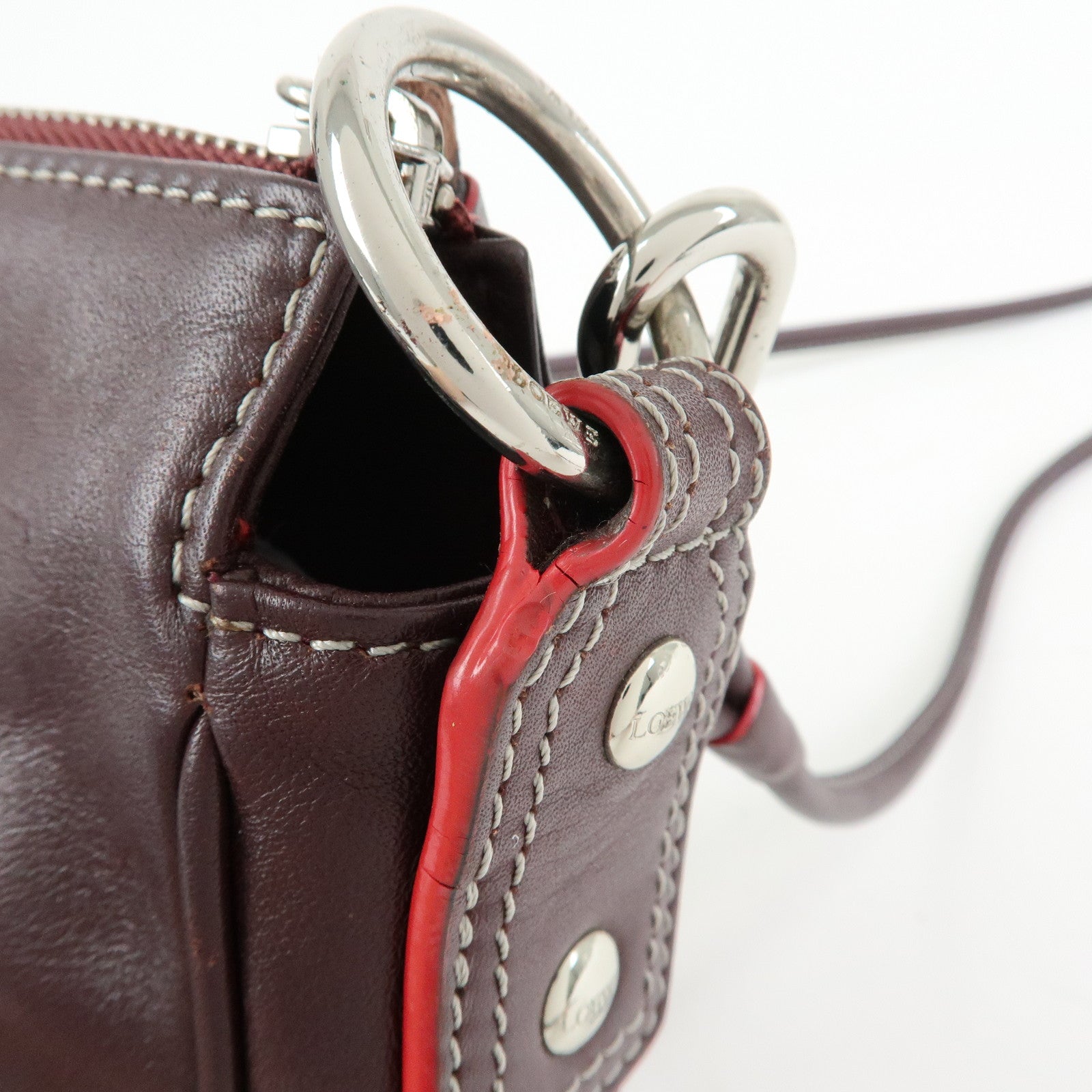 LOEWE Anagram Suede Leather Shoulder Crossbody Bag Bordeaux