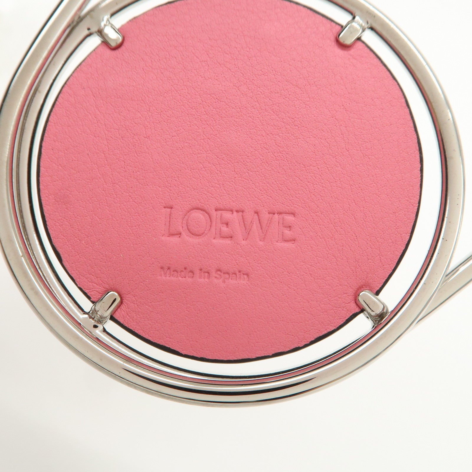 LOEWE Leather Metal Rose Meccano Pin Pink Black Silver
