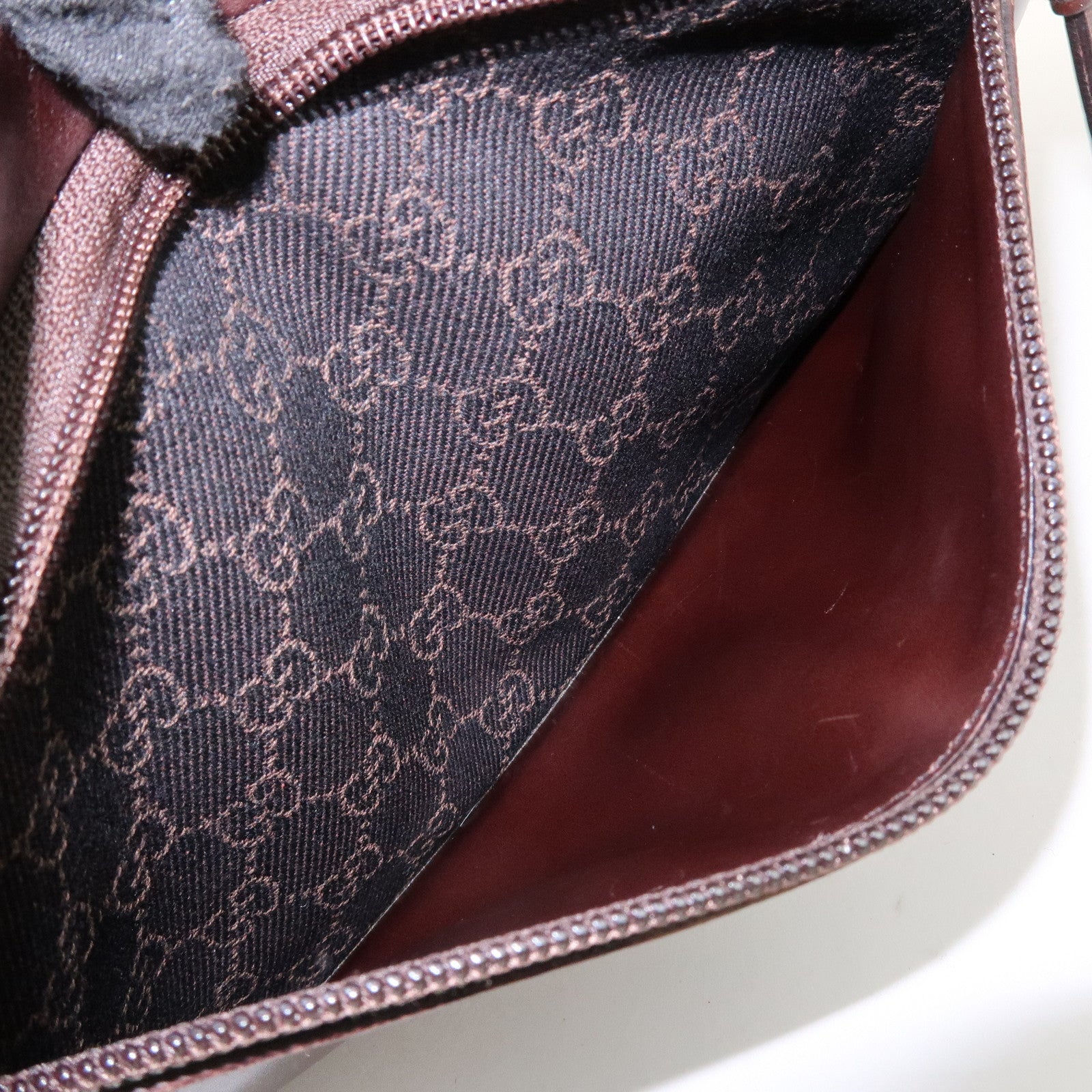 GUCCI GG Canvas Leather Tote Bag Shoulder Bag Dark Brown 34339