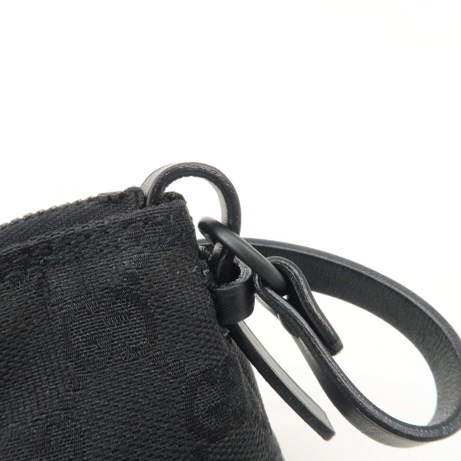 GUCCI GG Canvas Leather Accessory Pouch Hand Bag Black 103399 Used