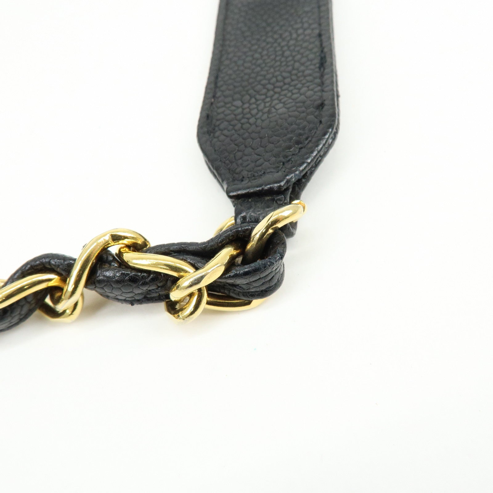 CHANEL Matelasse COCO Mark Caviarskin Chain Shoulder Bag Black