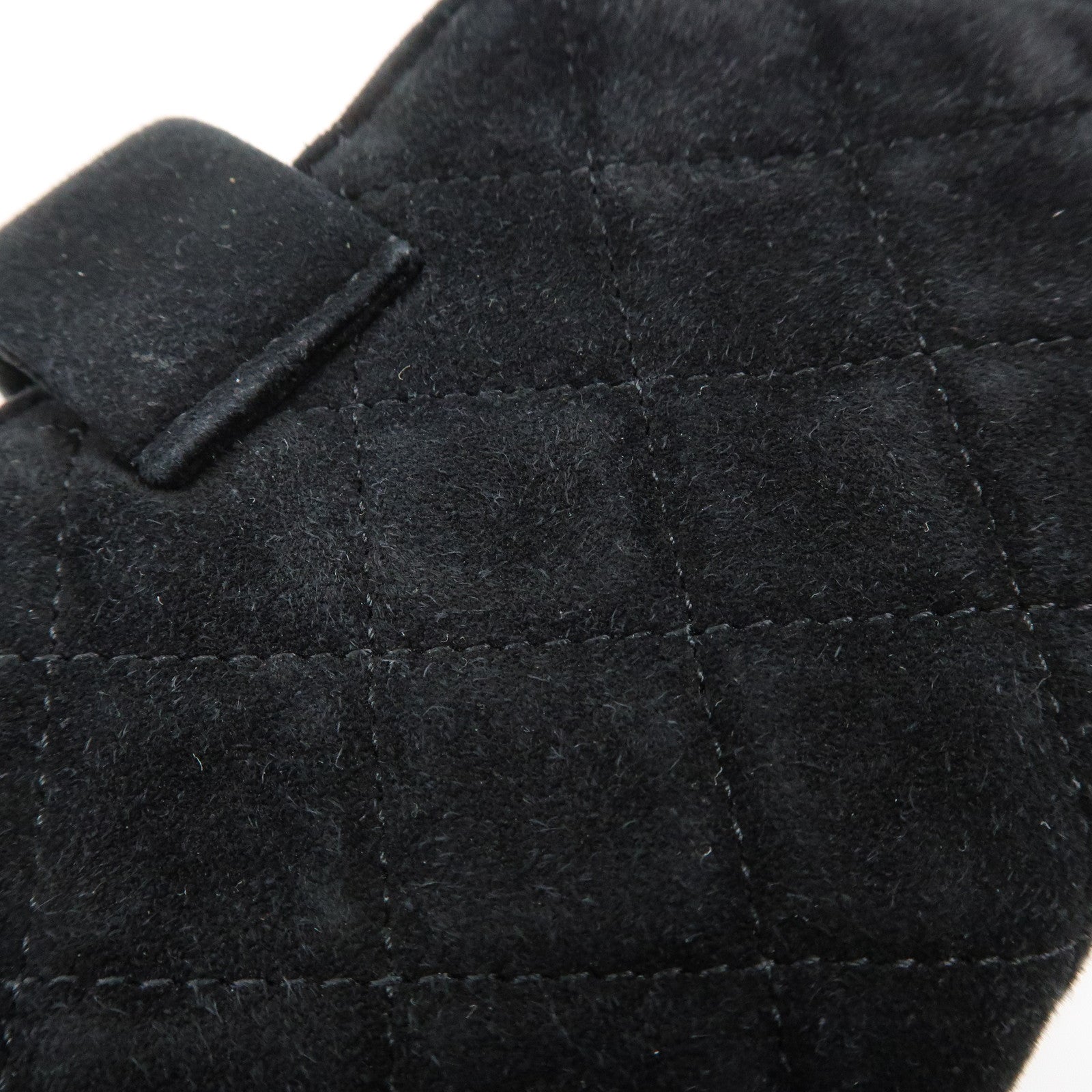 CHANEL Matelasse COCO Mark Suede Cosmetic Makeup Pouch Black