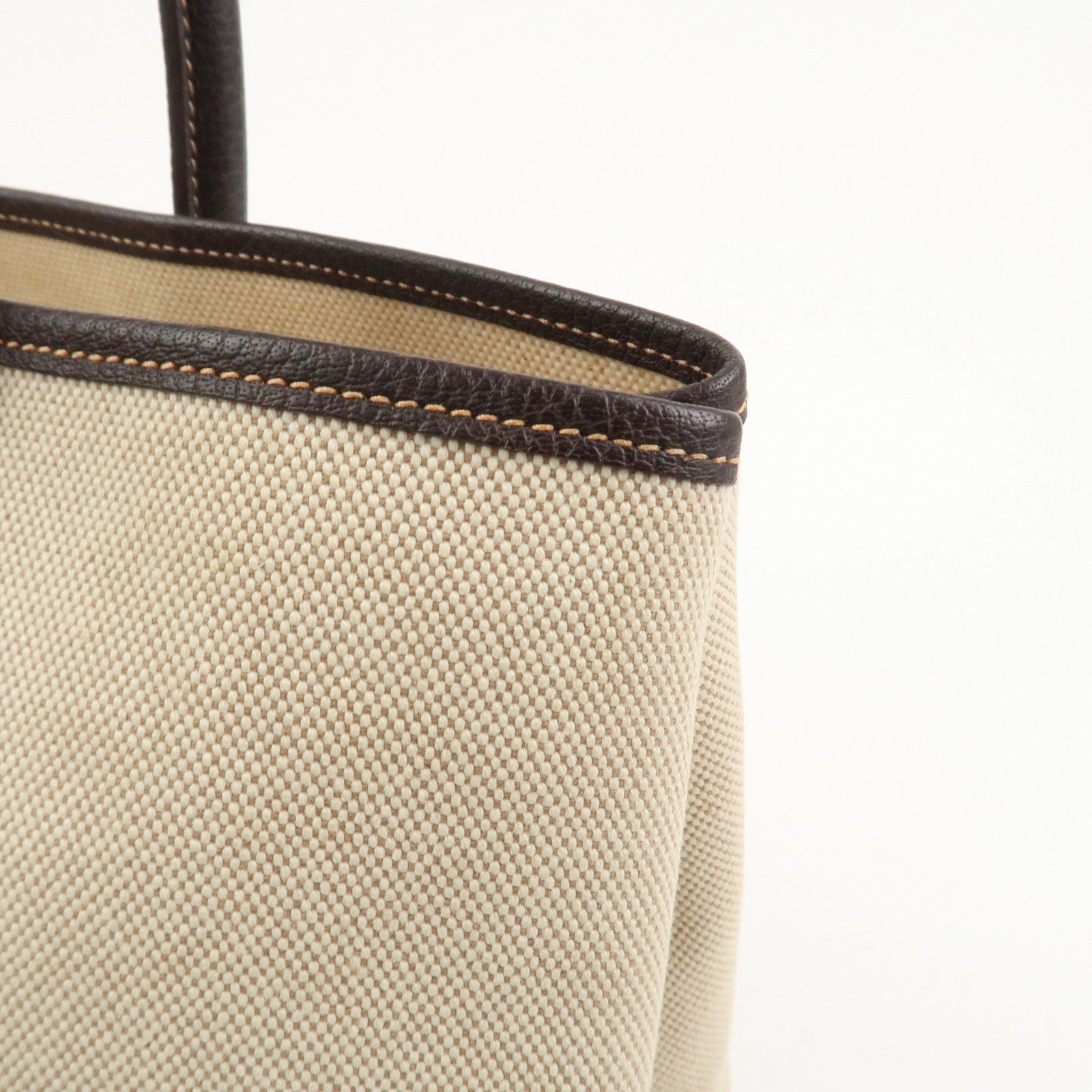 HERMES Garden Party PM Toile Ash H Stamped Tote Bag Natural Brown