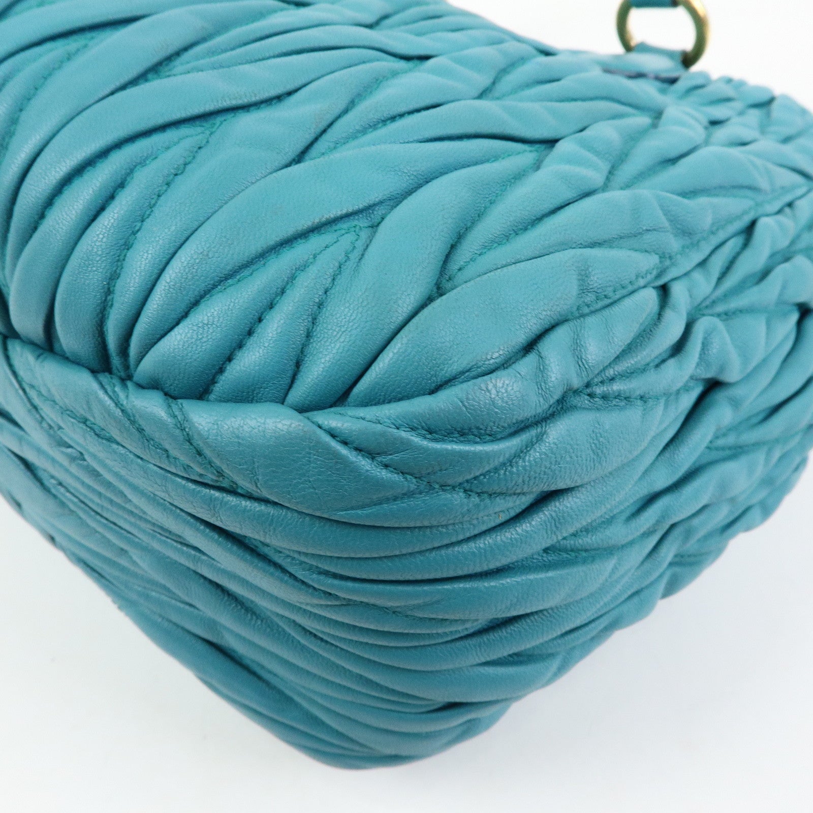 MIU MIU Matelasse Nappa Leather 2Way Bag Hand Bag Marine 5BE886