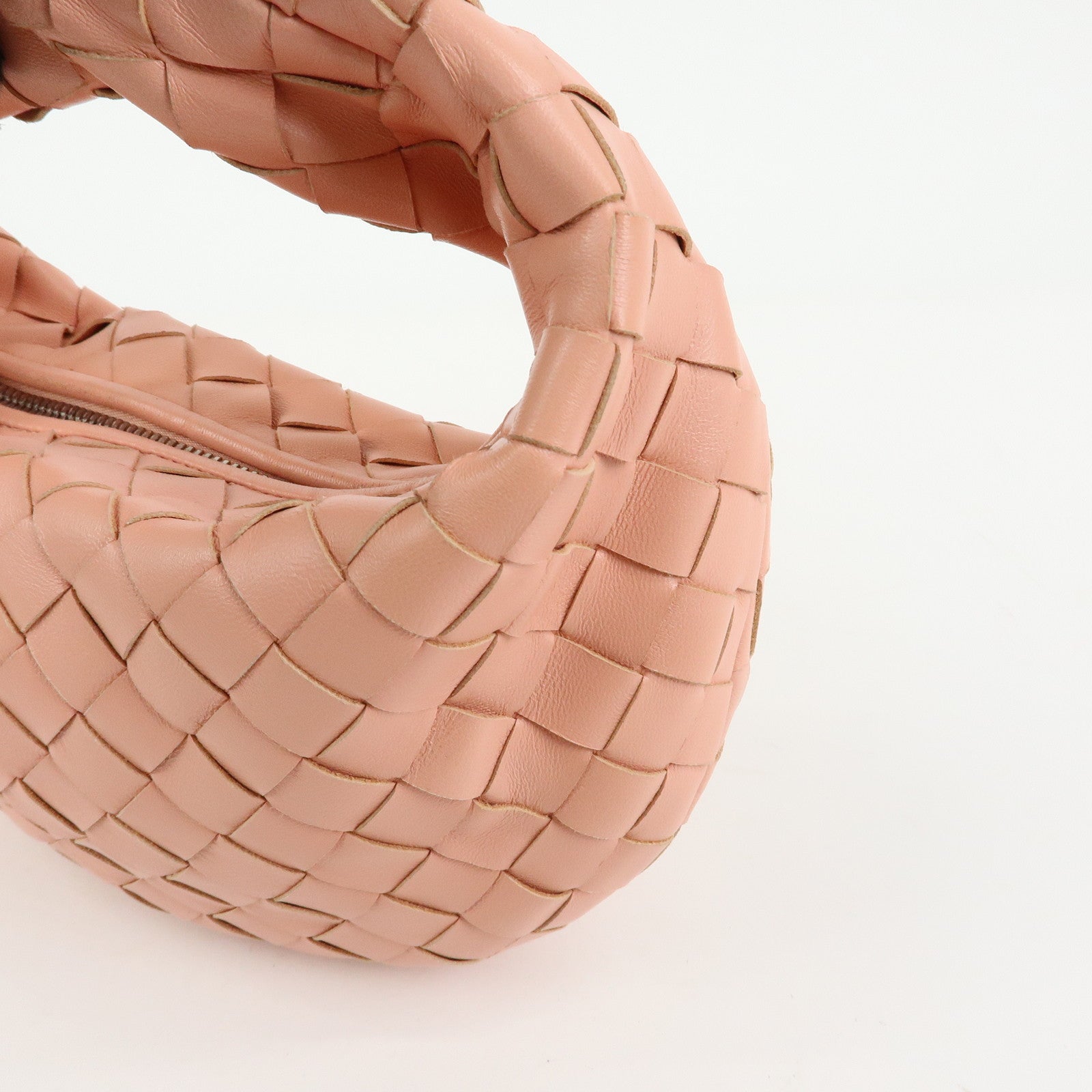 BOTTEGA VENETA Mini Jodie Intrecciato Leather Hand Bag Pink