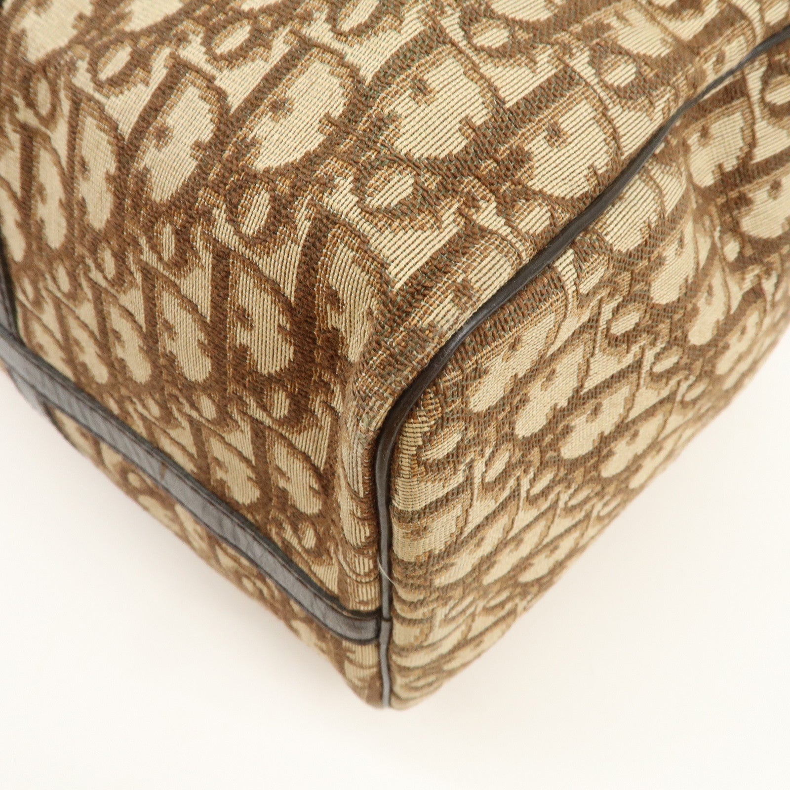 Christian Dior Trotter Jacquard Canvas Boston Bag Hand Bag Brown