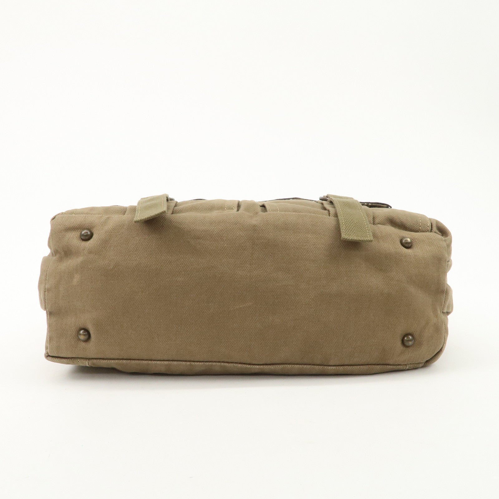 BURBERRY Canvas Leather London Blue Label Shoulder Bag Khaki Brown Used