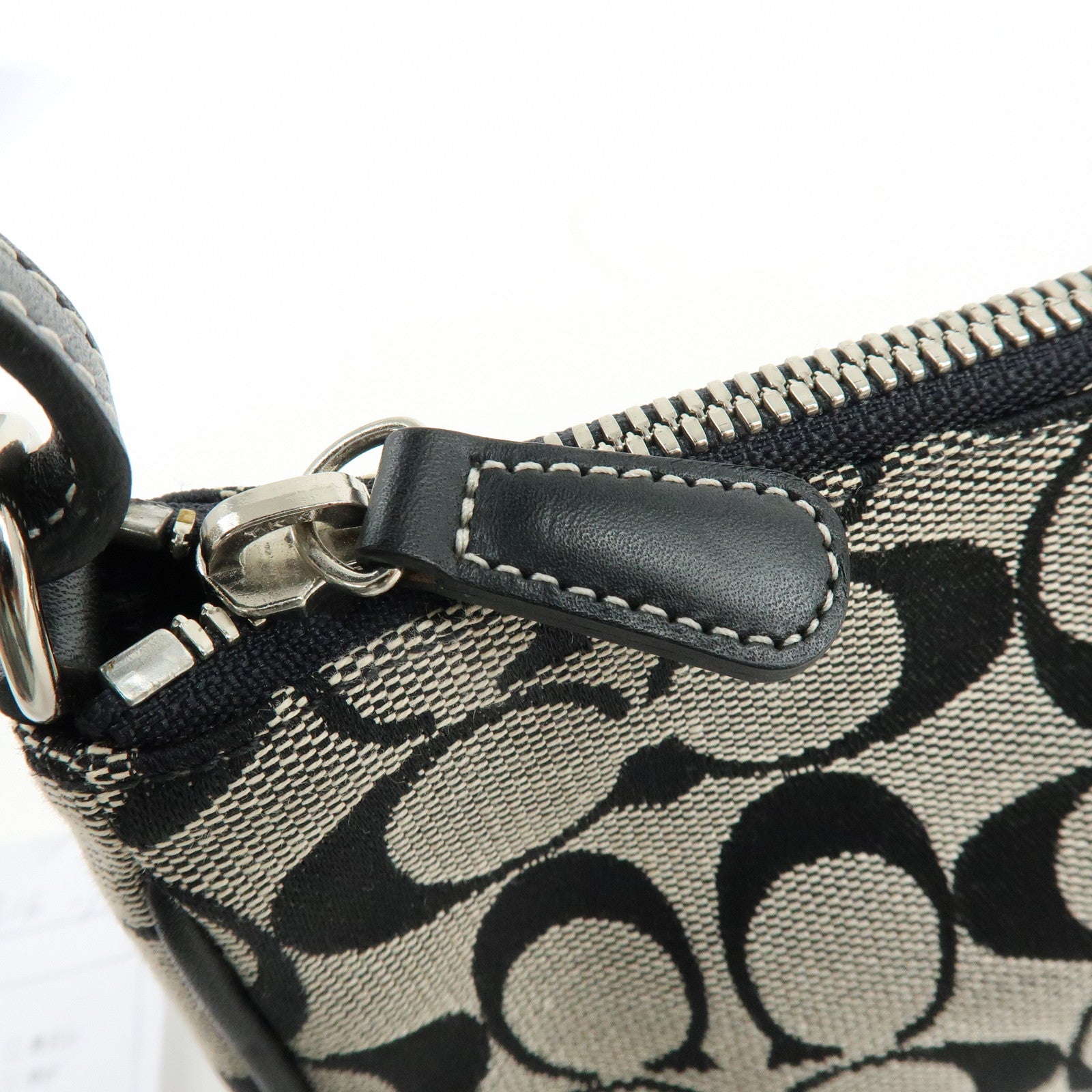 COACH Signature Canvas Leather Hand Bag Pouch Black