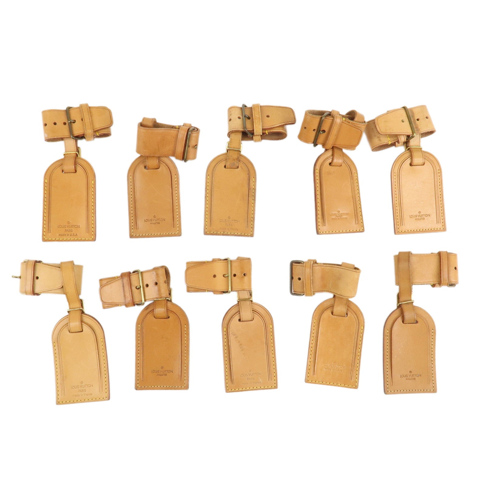 Louis Vuitton Set of 10 Leather Name Tag & Poignet Natural Used