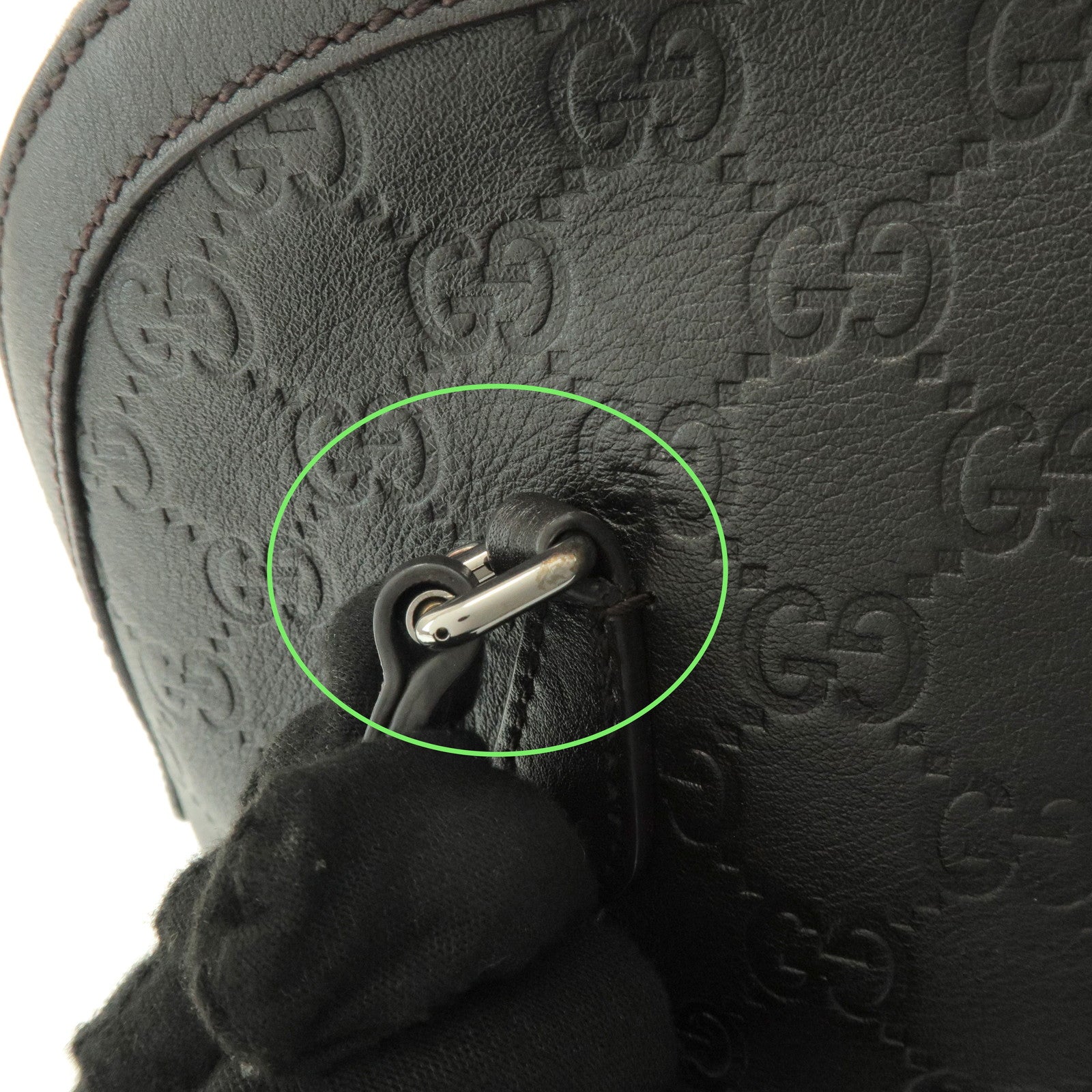 GUCCI Guccissima Leather 2Way Bag Hand Shoulder Bag Black 420023