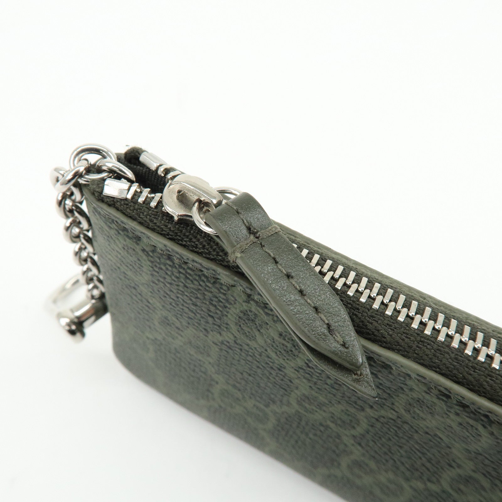 GUCCI Trim GG Supreme PVC Coin Case Card Case Khaki