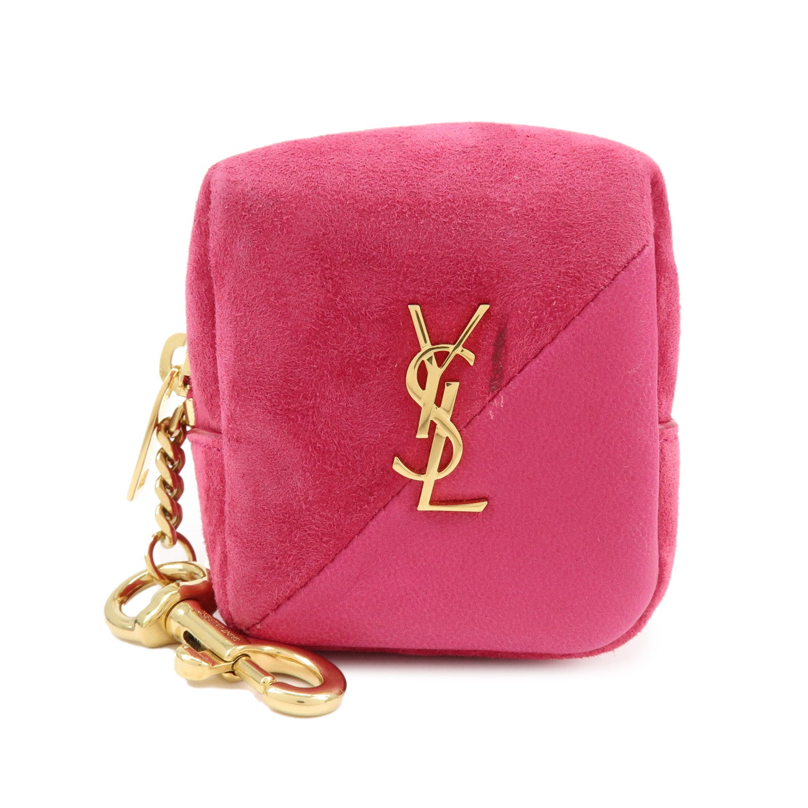 SAINT LAURENT PARIS Casandra Suede Leather Jamie Cube Pouch 669964