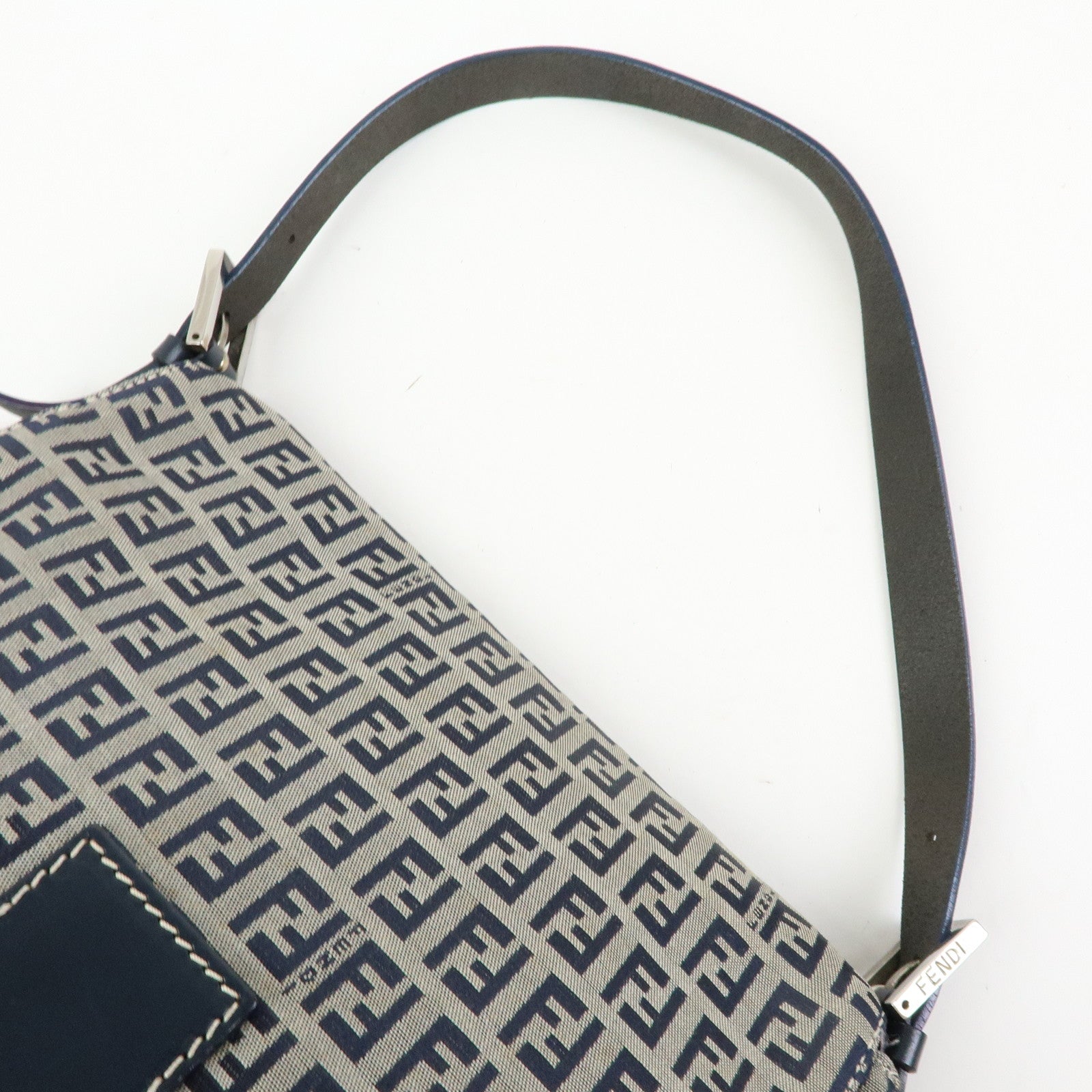 FENDI Zucchino Mamma Baguette Canvas Leather Shoulder Bag 26325 Auth Used F/S