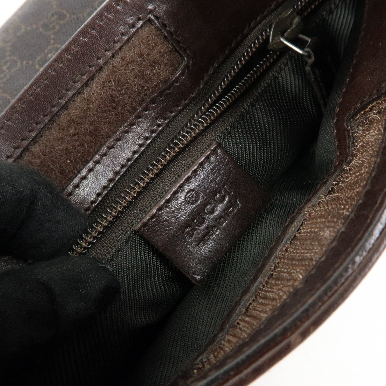 GUCCI GG Denim Leather Shoulder Bag Crossbody Bag Brown 27639