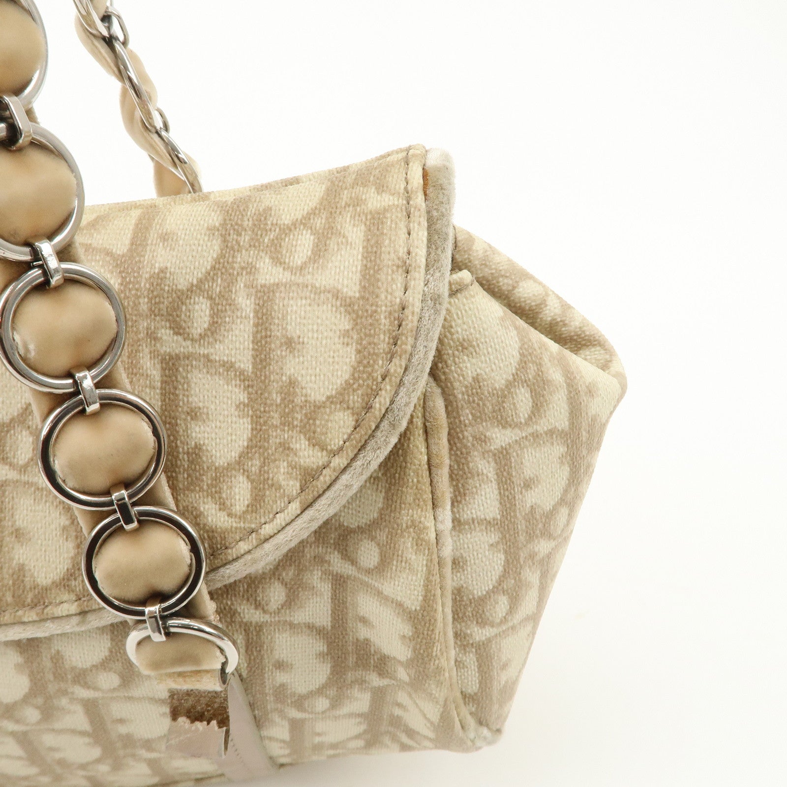 Christian Dior Romantic Trotter PVC Leather Shoulder Bag Hand Bag Beige