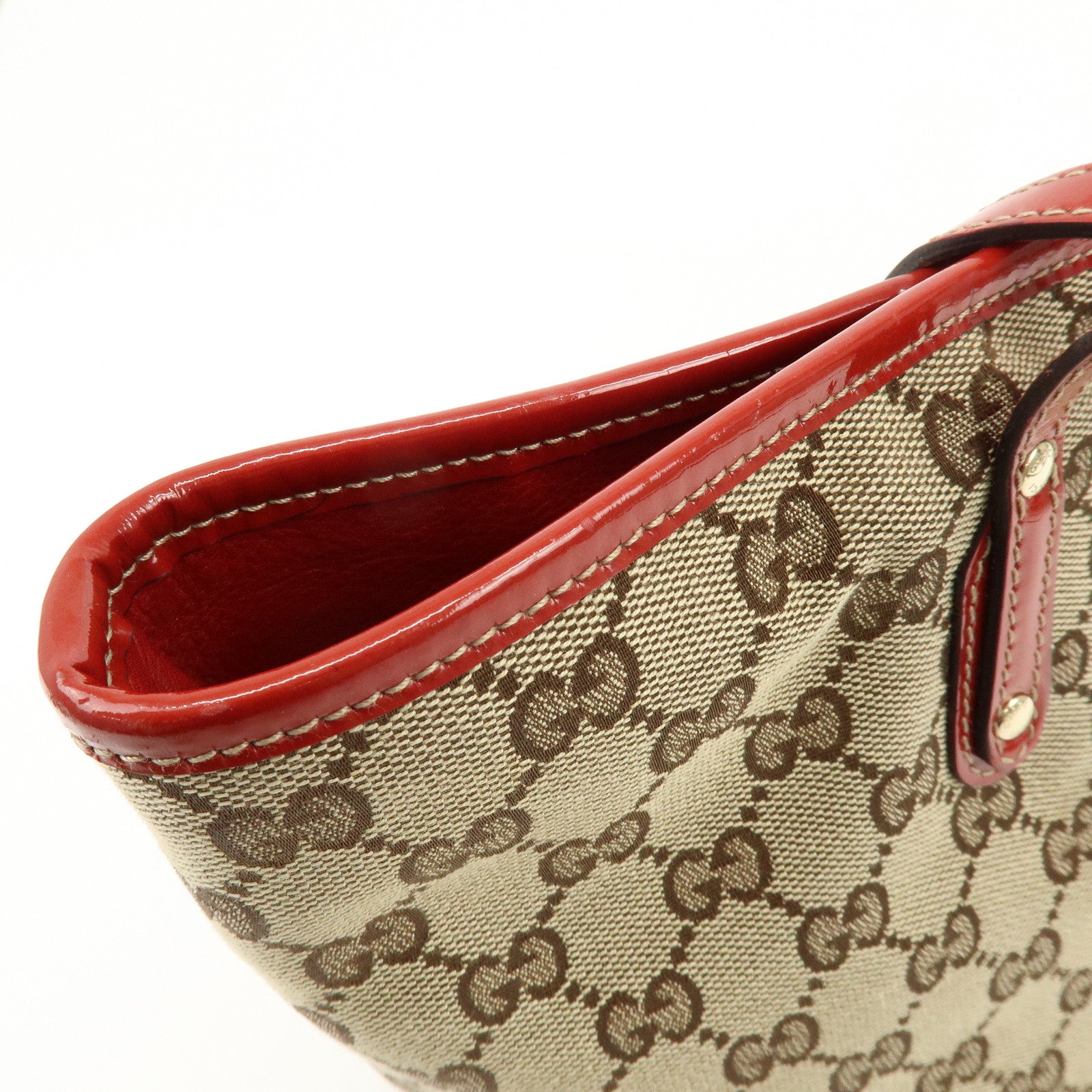 GUCCI Gucciori GG Canvas Leather PVC Shoulder Bag Beige Red 212376