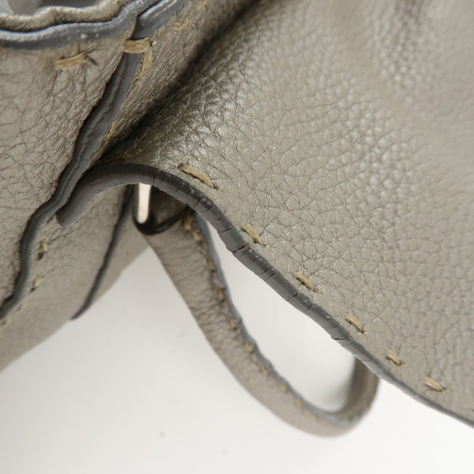 FENDI Seleria Leather Mini Linda Hand Bag Gray 8BR486