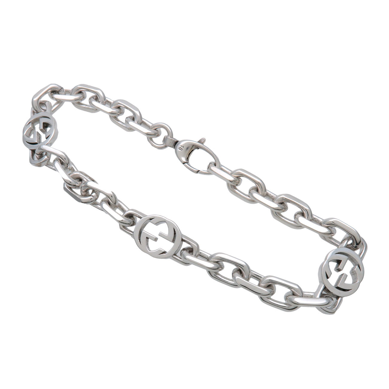 GUCCI Interlocking G Chain Bracelet #18 SV925 Silver 620798