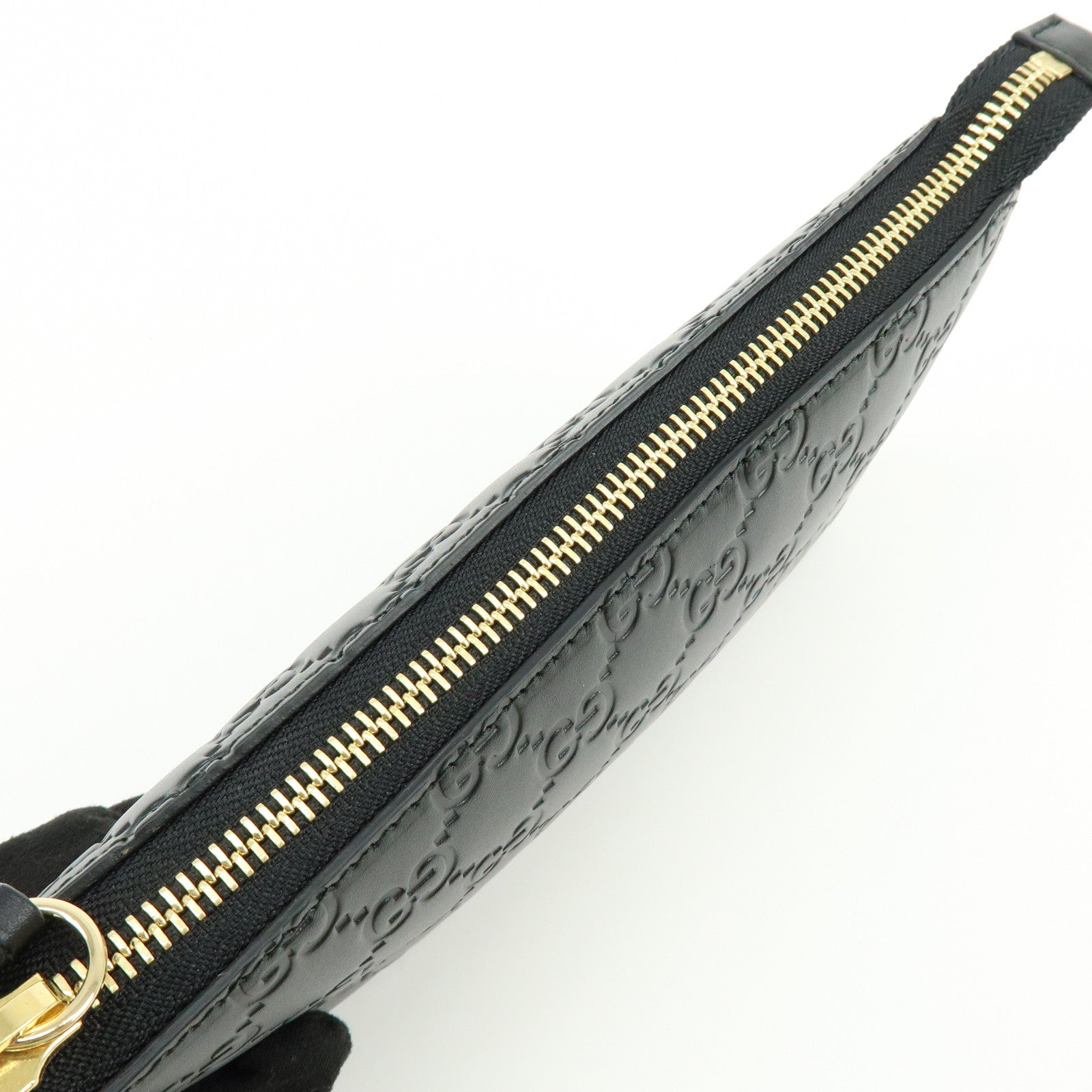 GUCCI Guccissima Leather Chain Shoulder Bag Hand Bag Black 428449