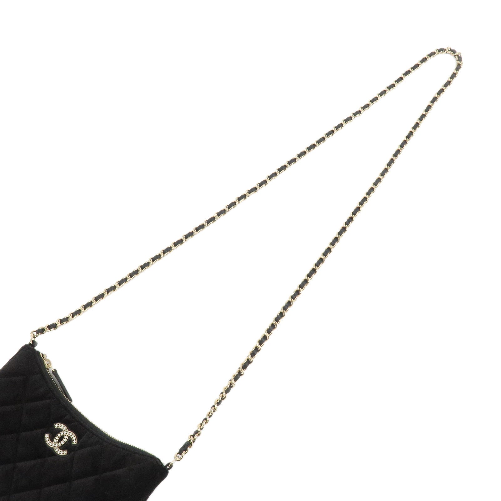 CHANEL Matelasse COCO Mark Velvet Leather Chain Shoulder Bag Black