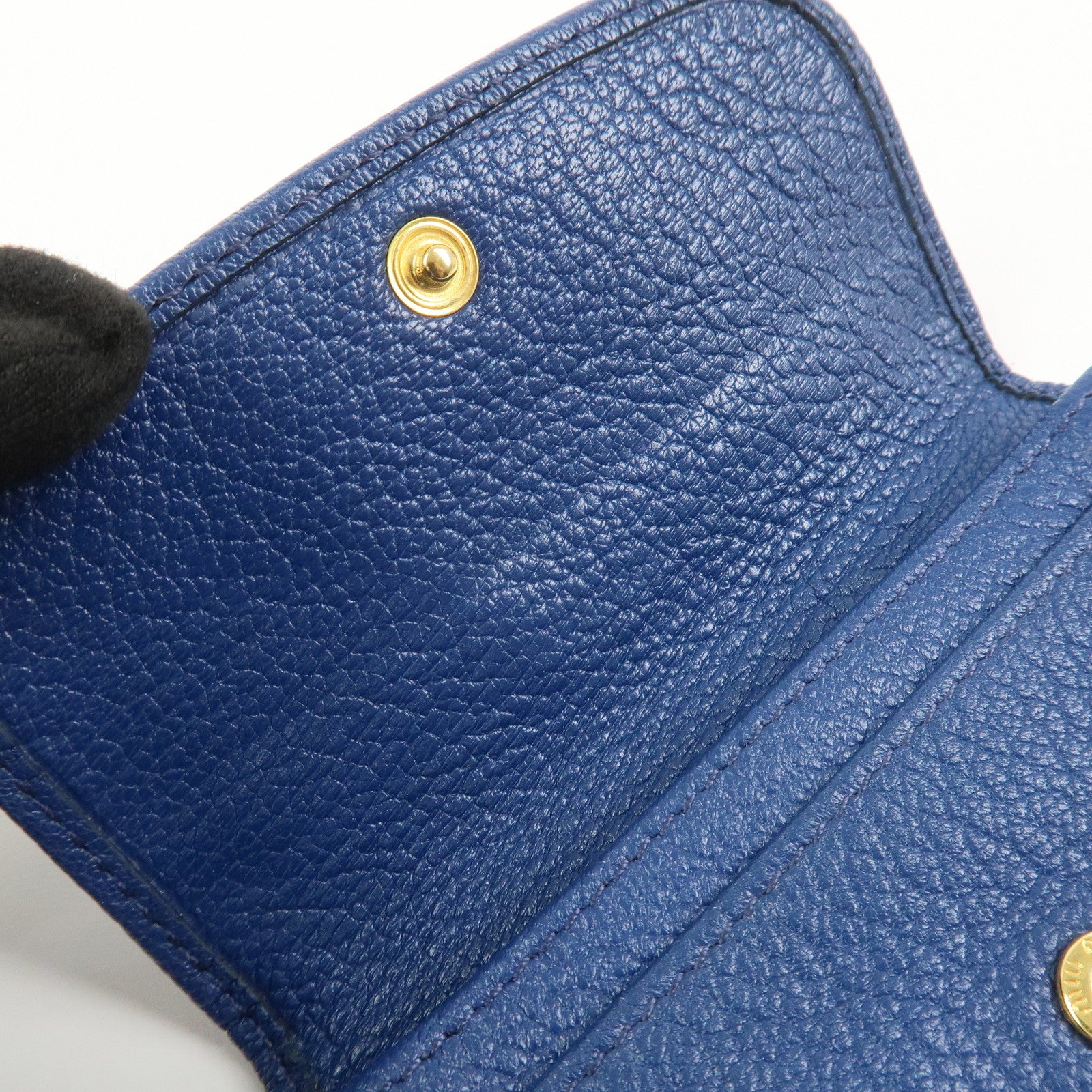 MIU MIU Leather Card Case Card Holder Fragment Case Blue 5M1122