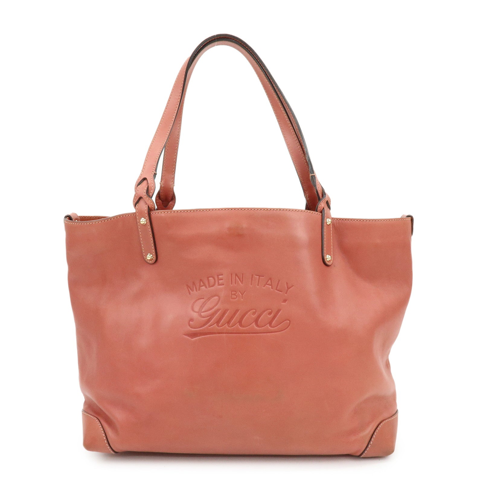 GUCCI Logo Leather Tote Bag Shoulder Bag Hand Bag Rose Pink 247209