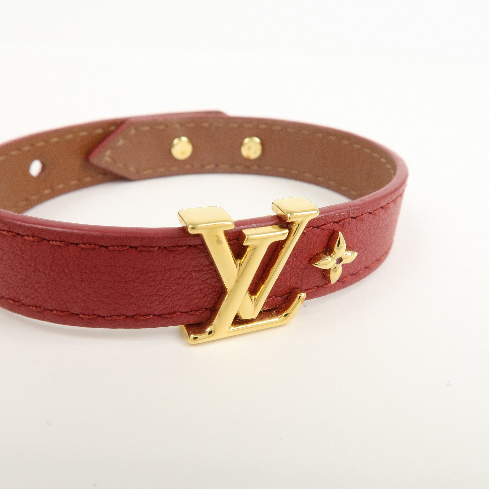 Louis Vuitton Iconic Leather Metal Bracelet Rouge Red M8106