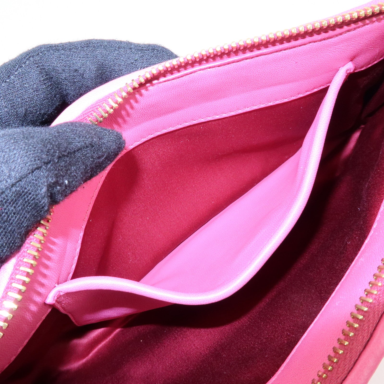 MIU MIU Matelasse Nappa Leather Clutch Bag Wristlet Bag Pink 5N1455