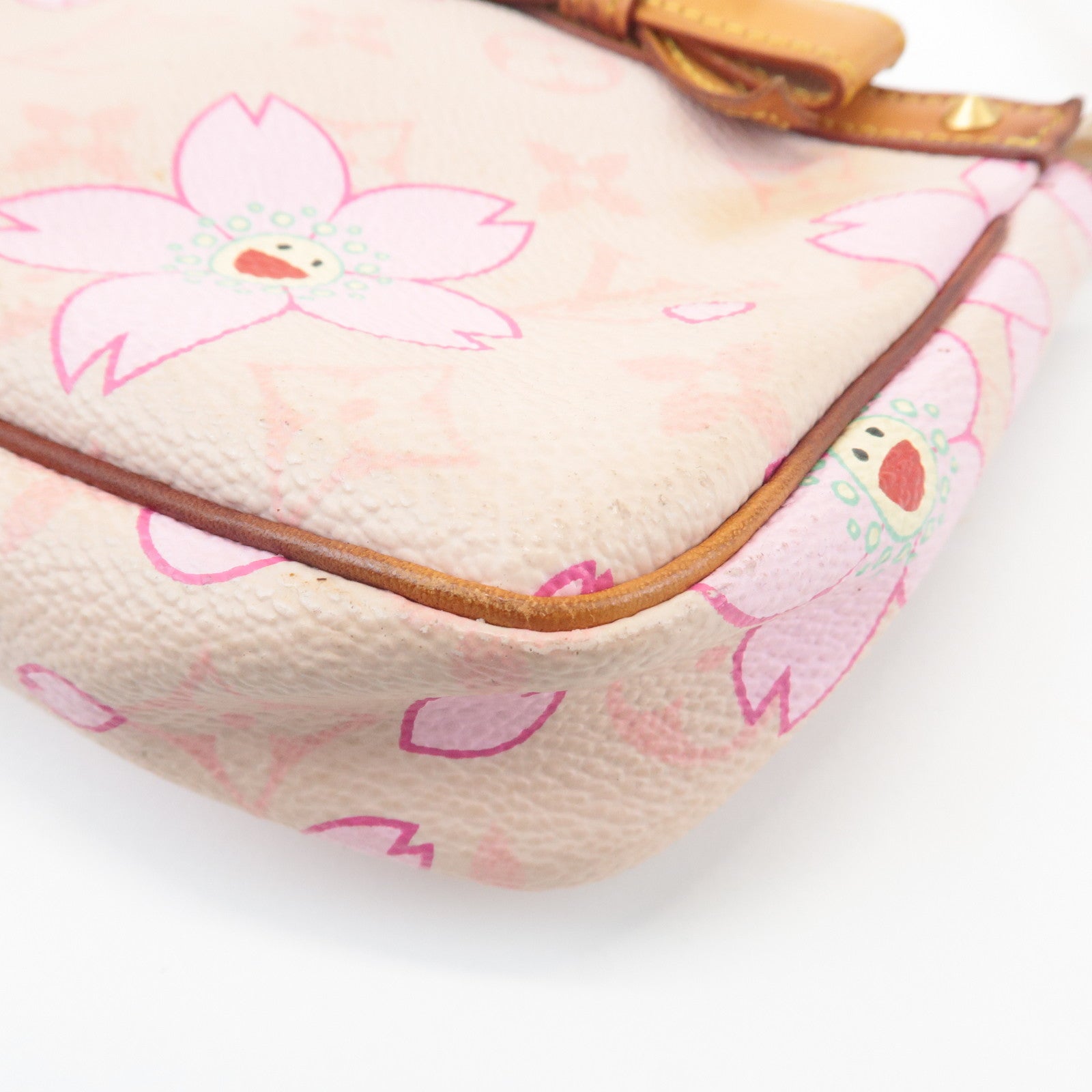 Louis Vuitton Cherry Blossom Pochette Accessoires Hand Bag Pink M92007 Used