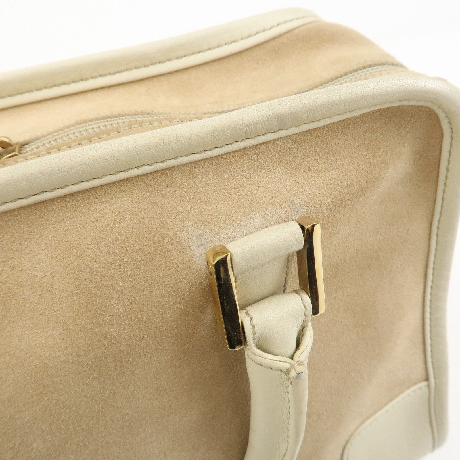 LOEWE Anagram Amazona 28 Suede Leather Hand Bag Beige Ivory