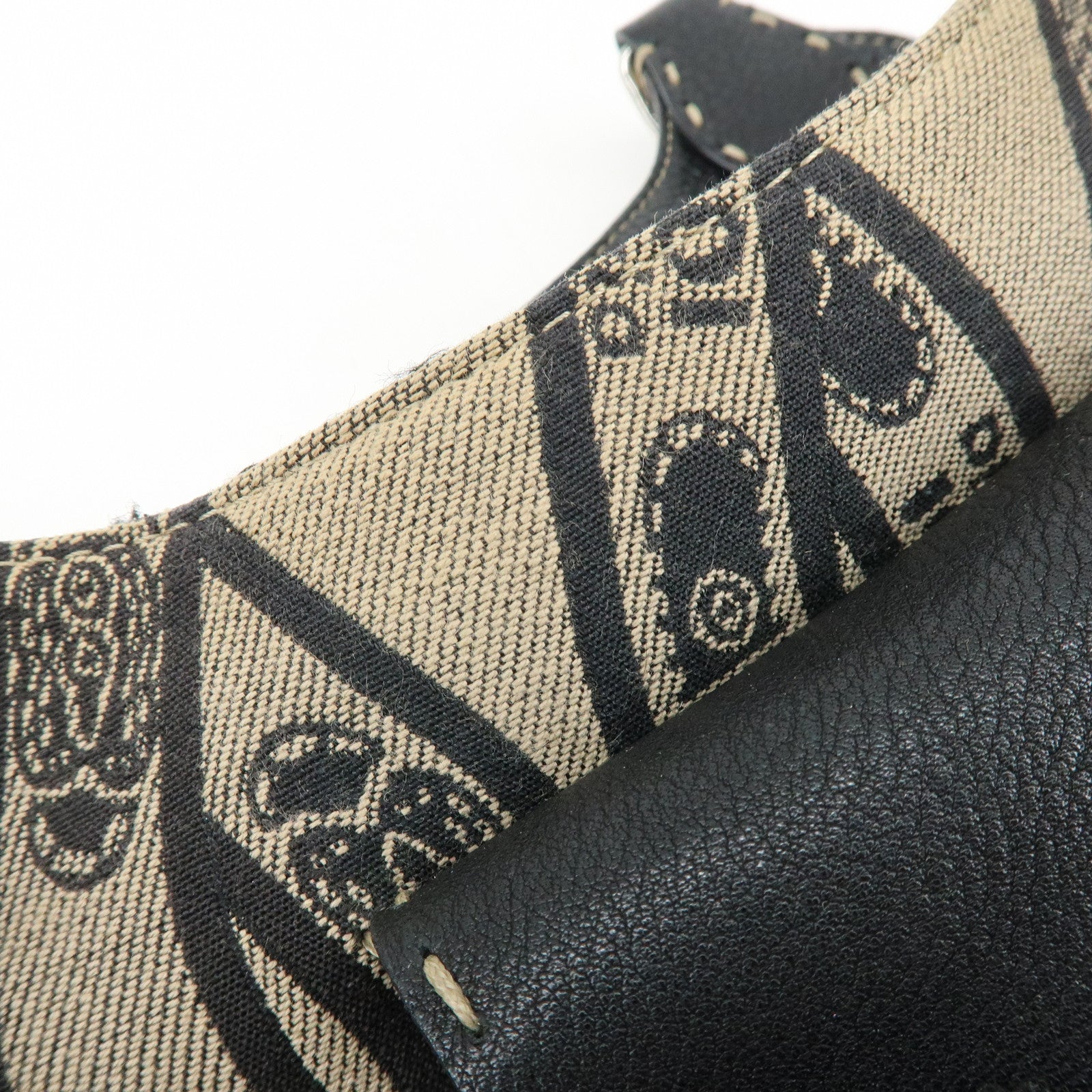 FENDI Selleria Canvas Leather Hand Bag Shoulder Bag Beige 8BR457