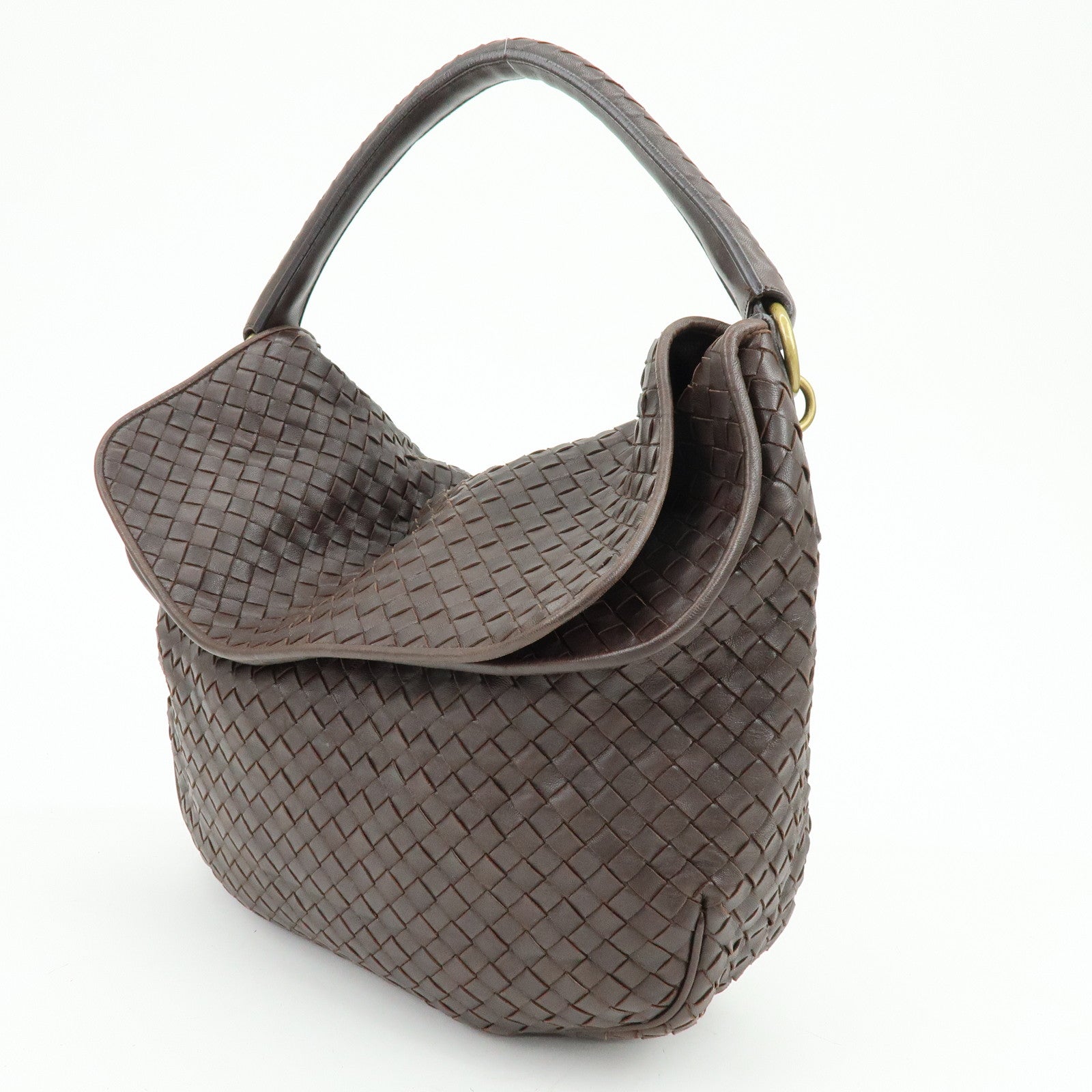 BOTTEGA VENETA Intrecciato Leather Shoulder Bag Brown 174741