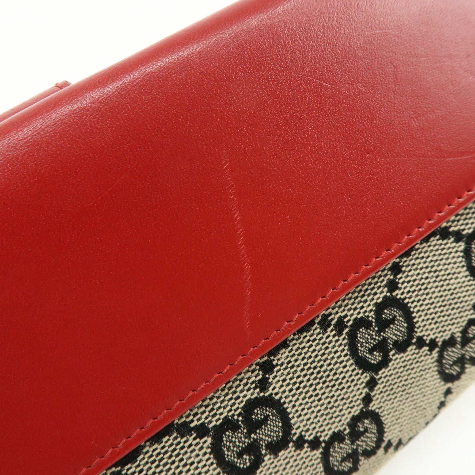 GUCCI Jackie GG Canvas Leather Long Wallet Beige Red 035.0416.2134