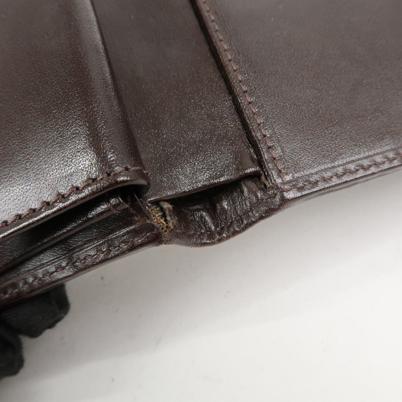 FENDI Zucca Canvas Leather Tri-fold Compact Wallet Brown 30959