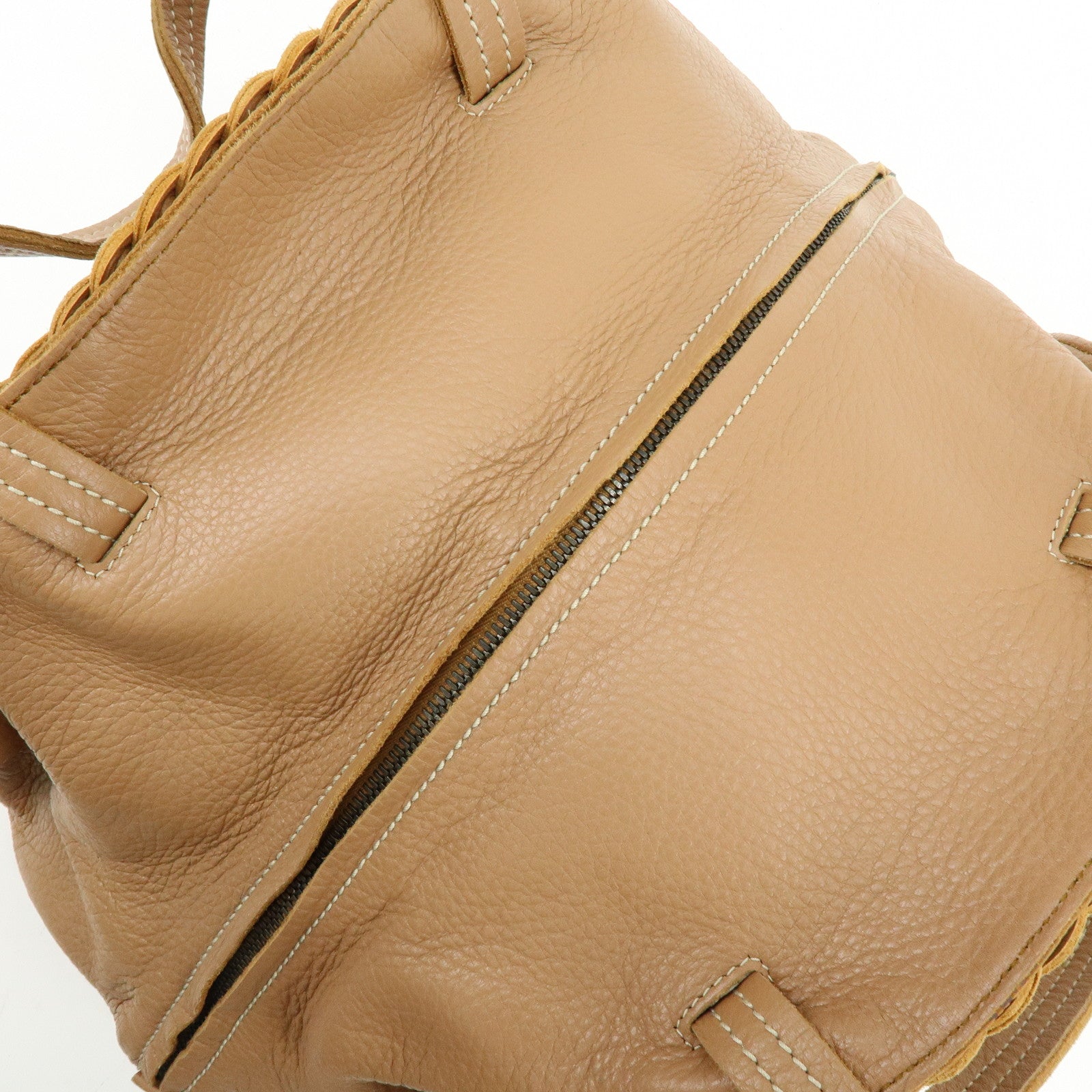 BOTTEGA VENETA Calf Leather Boston Bag Hand Bag Brown