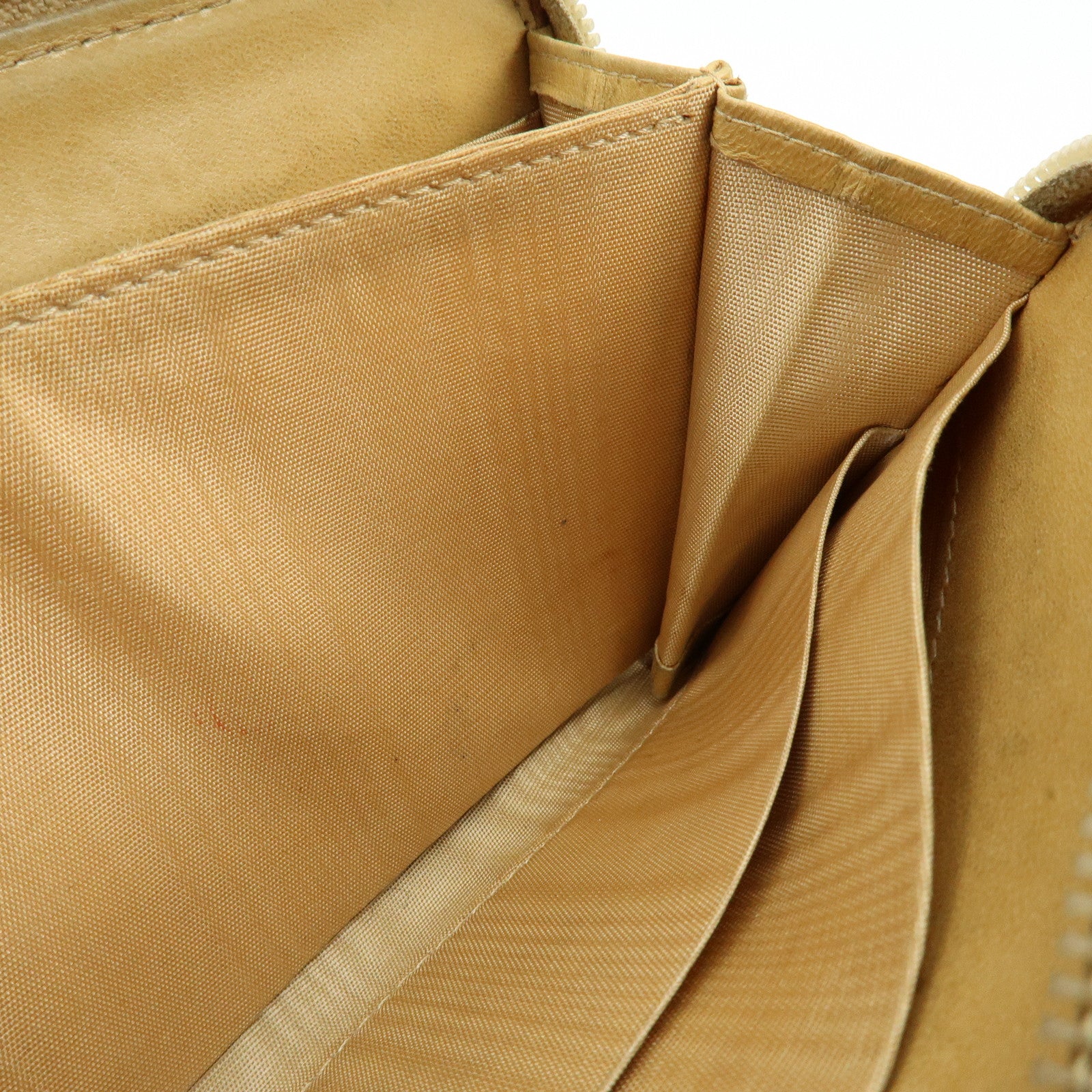 CHANEL Caviarskin Round Zippy Wallet Long Wallet Beige A13228