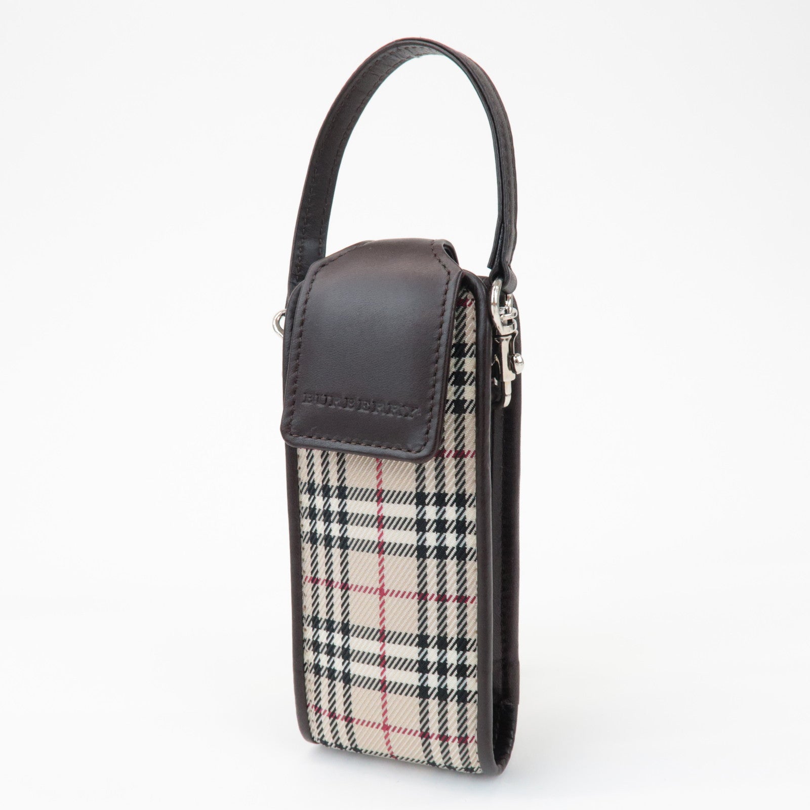 BURBERRY Nova Plaid Mini Pouch Beige Brown