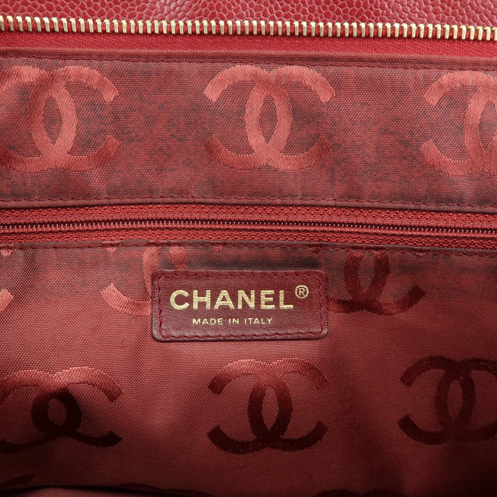 CHANEL Caviarskin Shoulder Bag Hand Bag Red