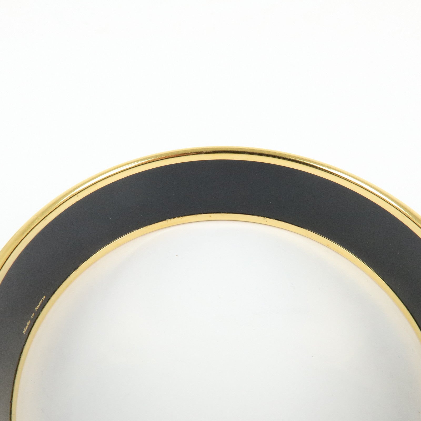 HERMES Email GM Bangle Gold Plated Bracelet Gold Black