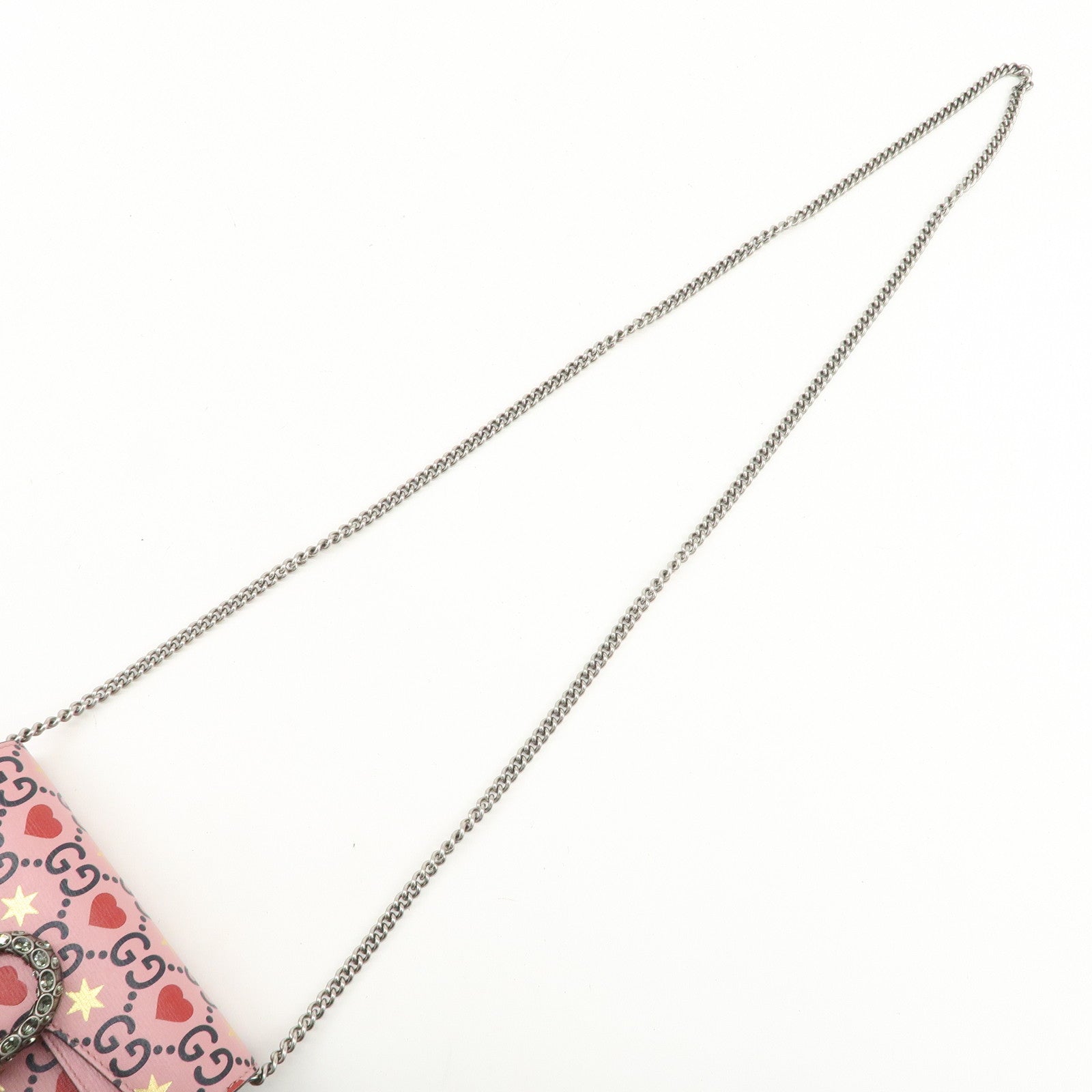 GUCCI Dionysus Super Mini Bag Heart Chain Shoulder Bag Pink 476432